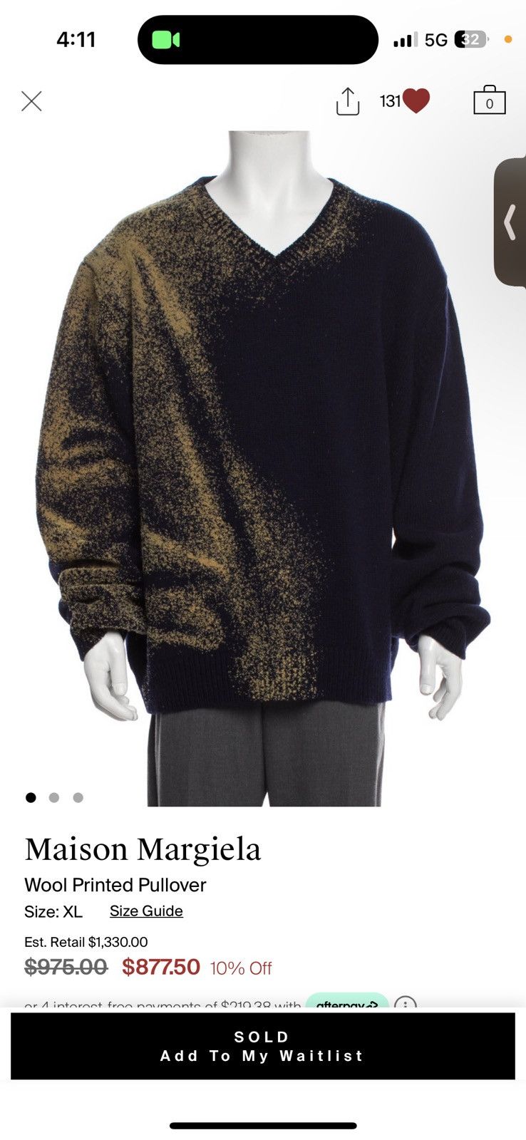 Maison Margiela SS/24 Sandstorm V-Neck Flocked Sweater Size US S / EU 44-46 / 1 - 11 Thumbnail