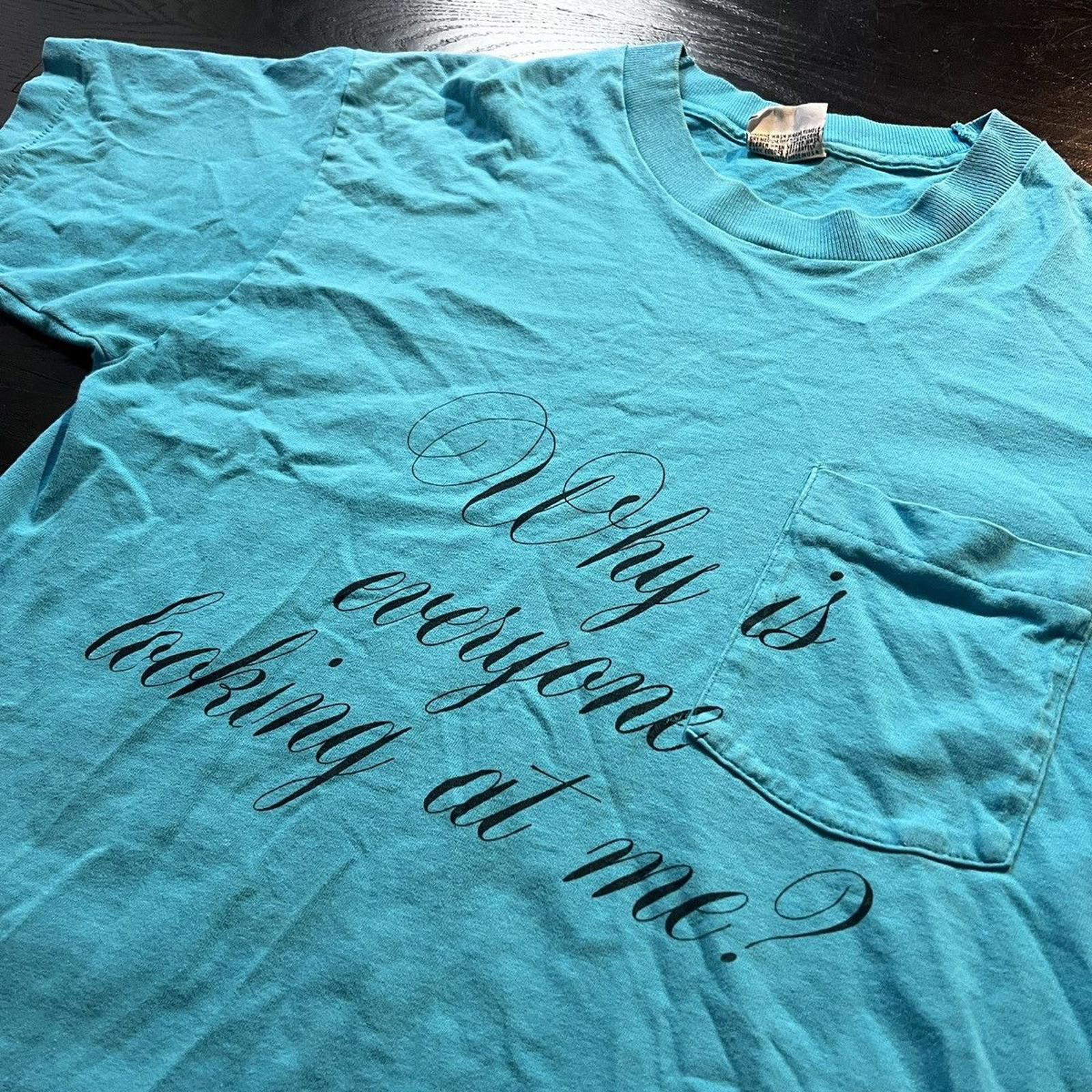 Vintage Vintage Blue “Why is Everyone Looking at Me?” T-Shirt Size US M / EU 48-50 / 2 - 1 Thumbnail