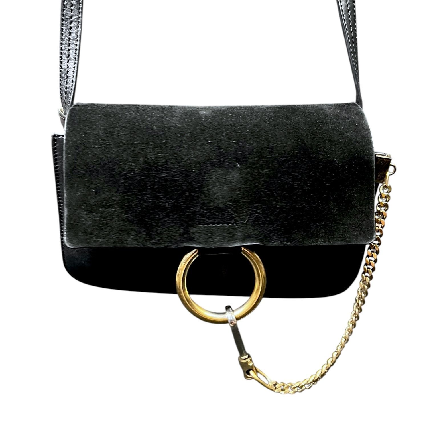 Chloe Chloe Faye Black & Gold Handbag w/ Strap - $1,350 Retail Size ONE SIZE - 2 Thumbnail