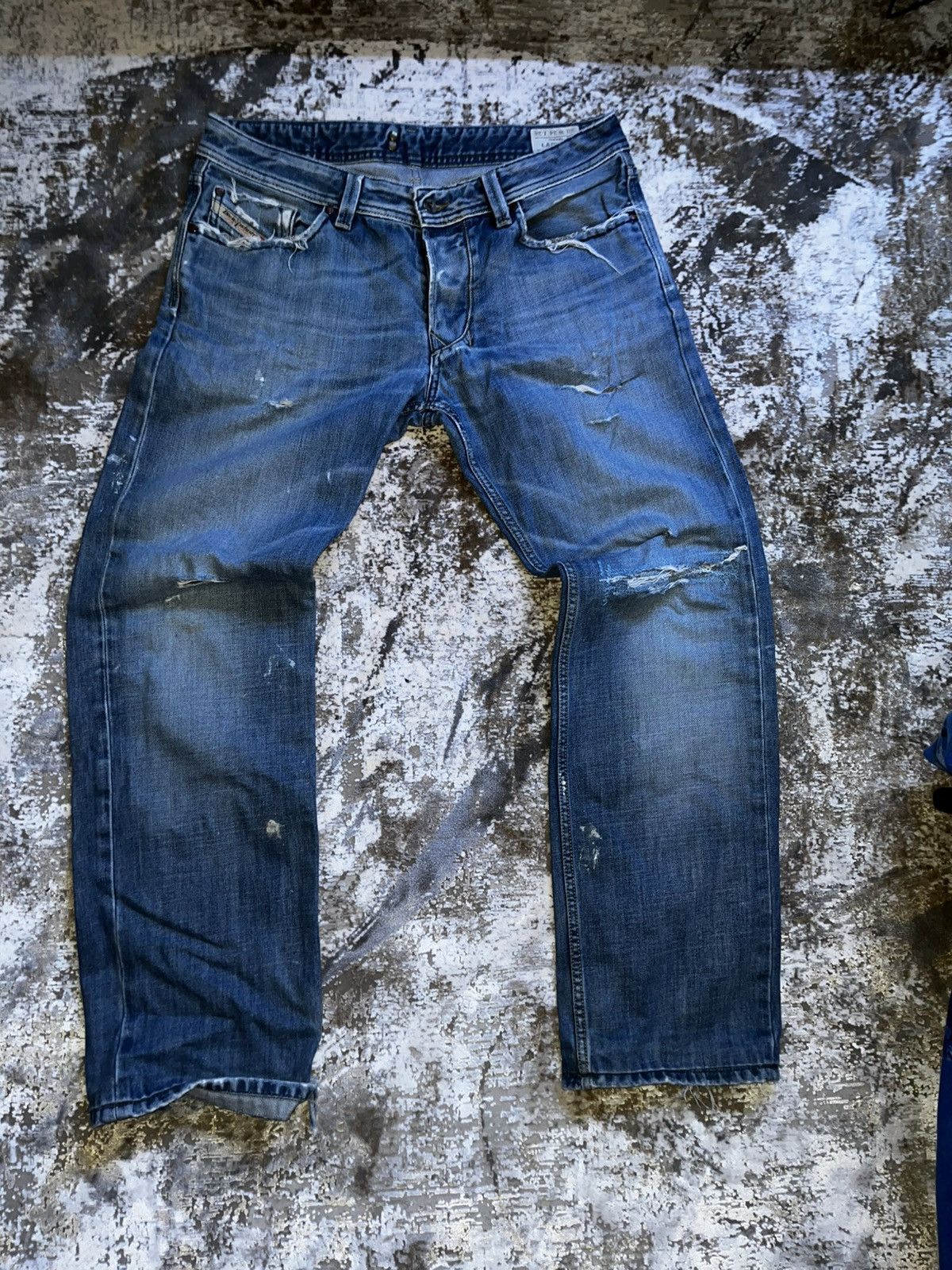 Diesel Blue Denim Ripped Jeans Size US 38 / EU 54 - 1 Thumbnail