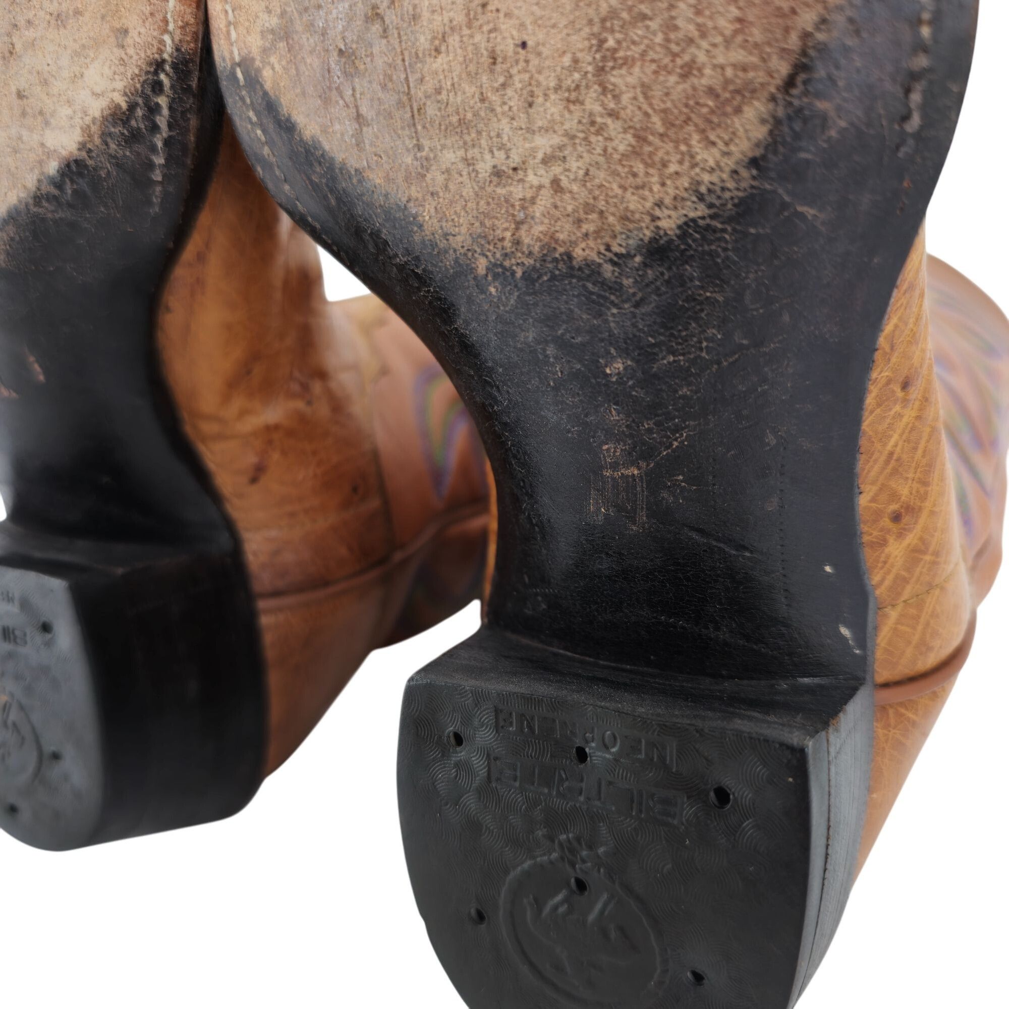 Other M.L. Leddys Ostrich Exotic Cowgirl Boots Womens 5B Brown Pur Size US 5 / IT 35 - 15 Thumbnail