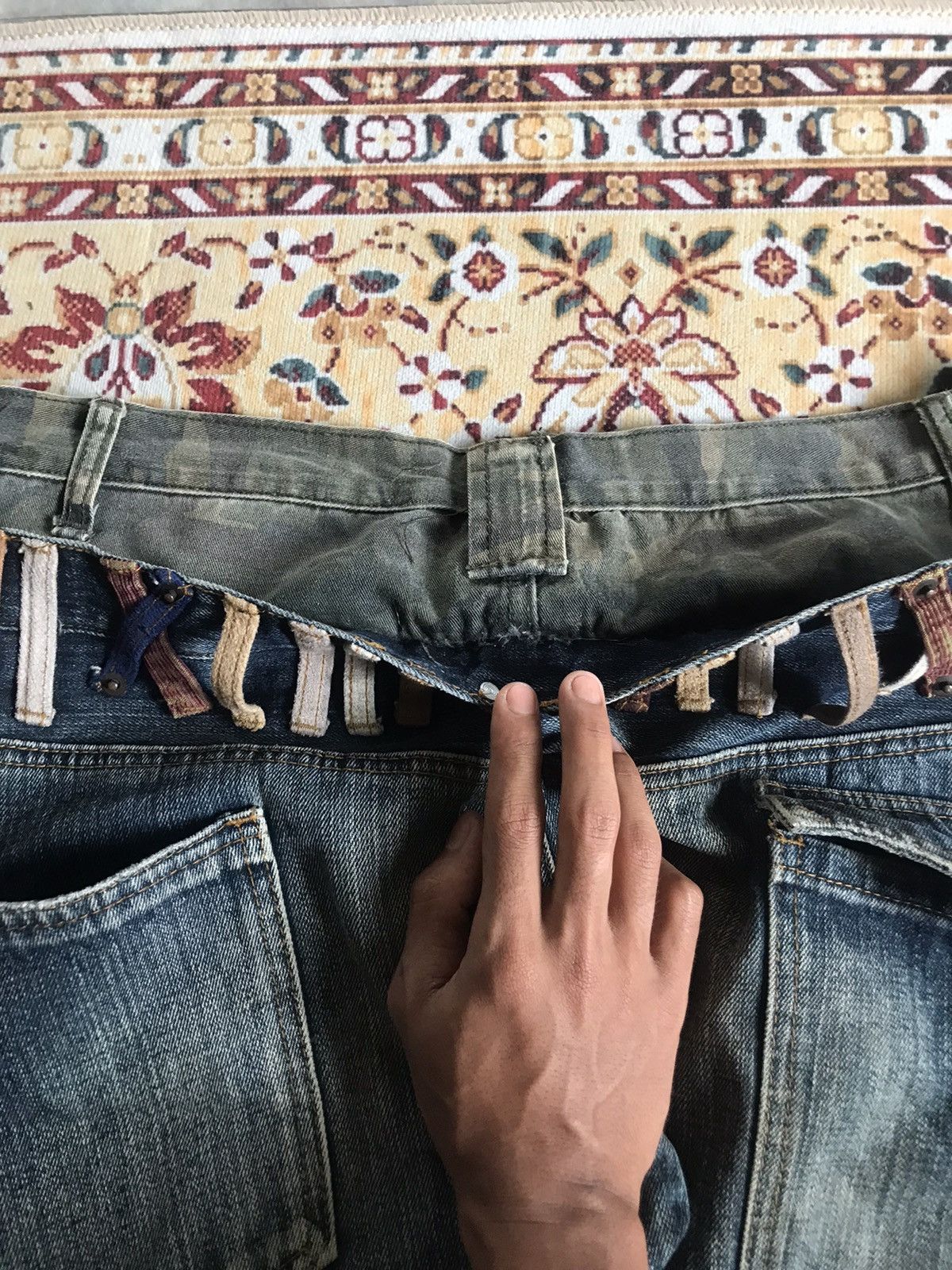 Japanese Brand Vintage Breathmint Double Waist camo twist flared jeans Size US 32 / EU 48 - 23 Thumbnail