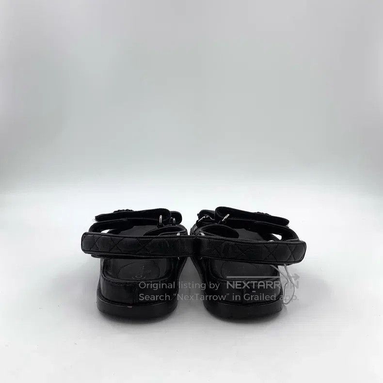 Chanel Chanel Black logo Velcro casual flat sandals Size US 7.5 / IT 37.5 - 4 Thumbnail