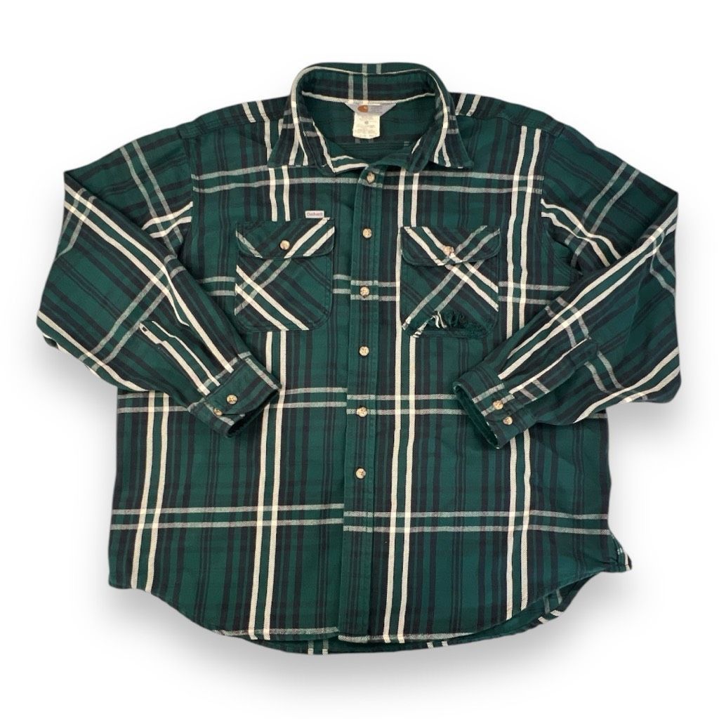 Carhartt Vintage Carhartt 100% Cotton Green Blue Flannel Outdoor Wear Size US XXL / EU 58 / 5 - 1 Thumbnail