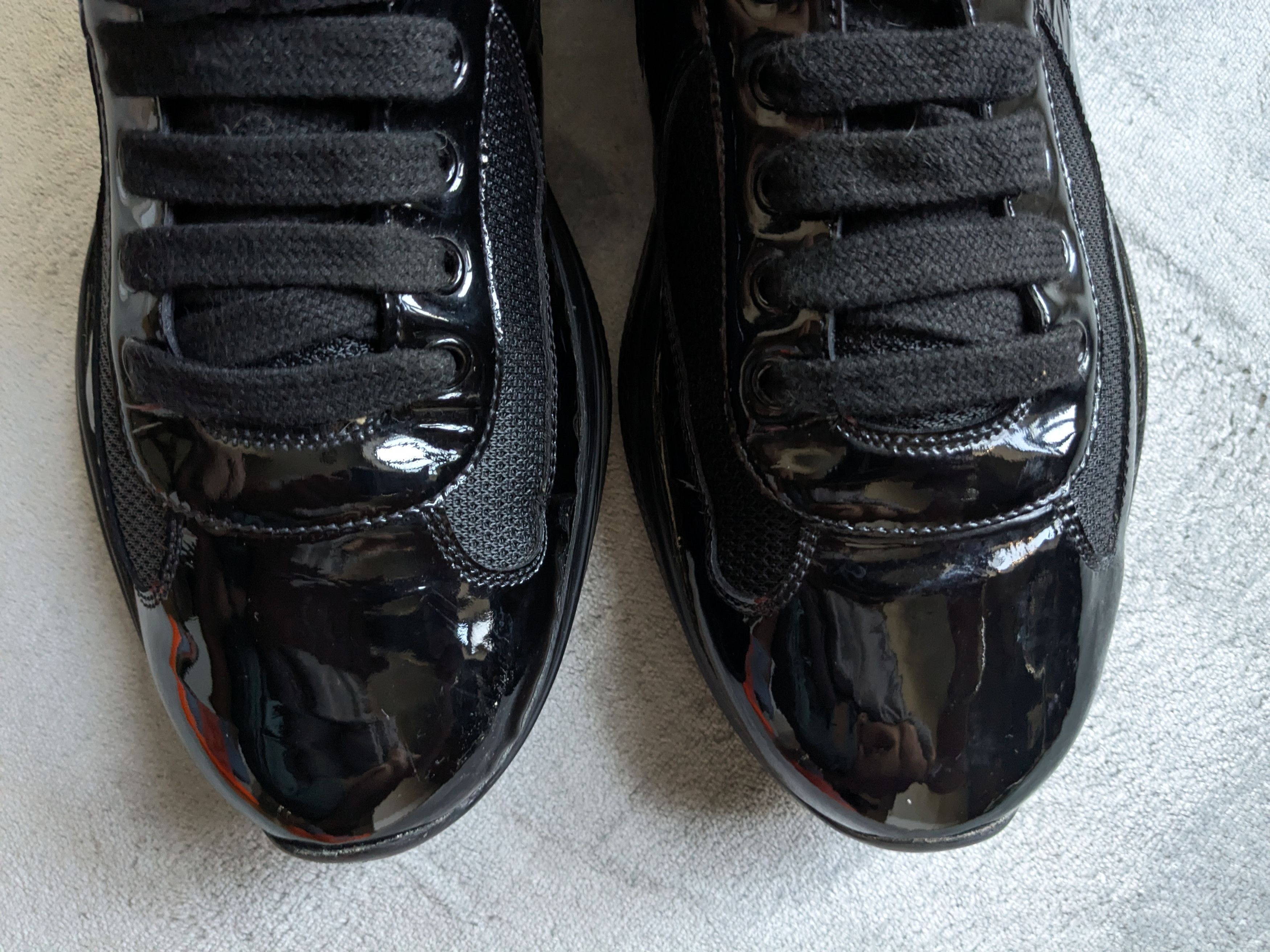 Prada Prada America's Cup Sneakers Black Patent Leather 9.5 Red Size US 9.5 / EU 42-43 - 2 Thumbnail