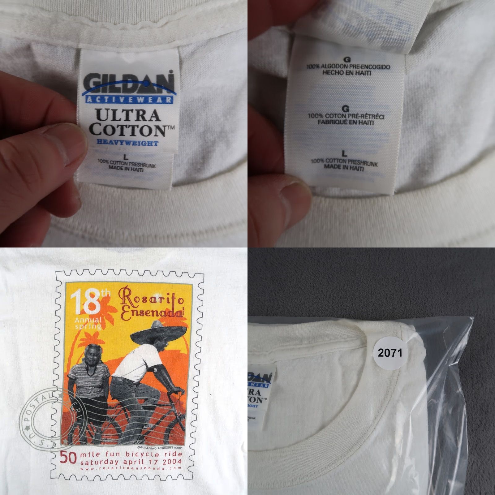 Gildan Vintage 2004 Cycling Graphic T Rosarito Ensenada Mexico Biking T Shirt Sz L Mens White Graphic Tee 1990s Sportswear/Beach Size US L / EU 52-54 / 3 - 8 Thumbnail