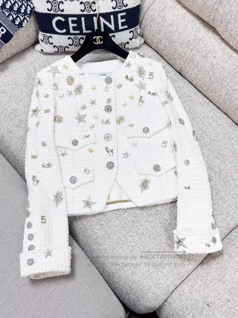 Chanel Chanel Multi-element badge tweed braided four-pocket long- Size XXS / US 00 / IT 34 - 3 Thumbnail