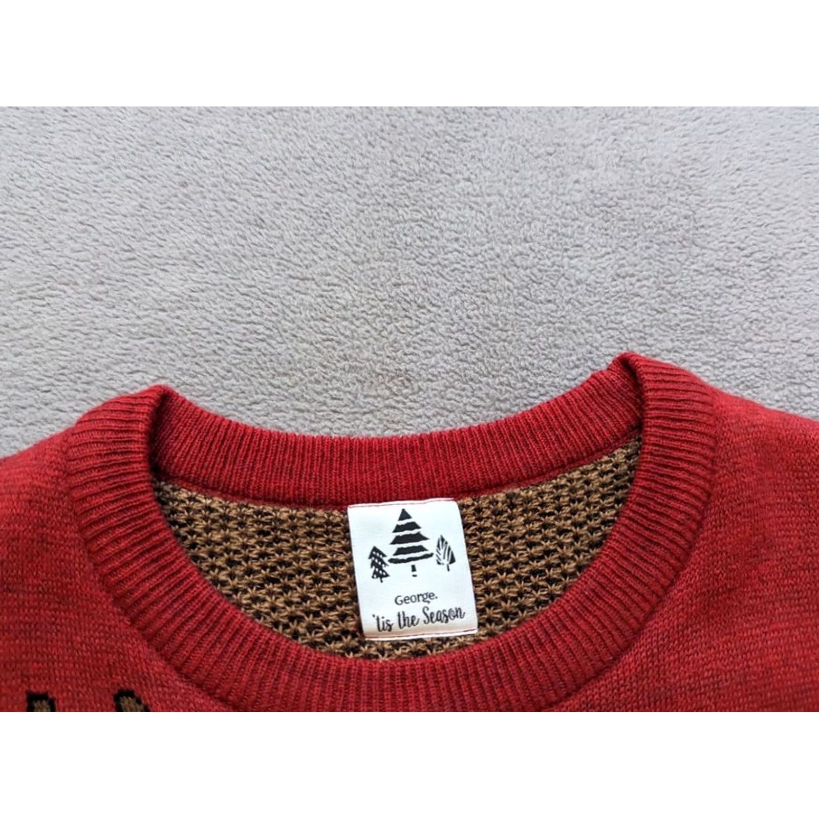 George George Christmas Rudolph Deer Sweater Men L Red Size US L / EU 52-54 / 3 - 2 Thumbnail