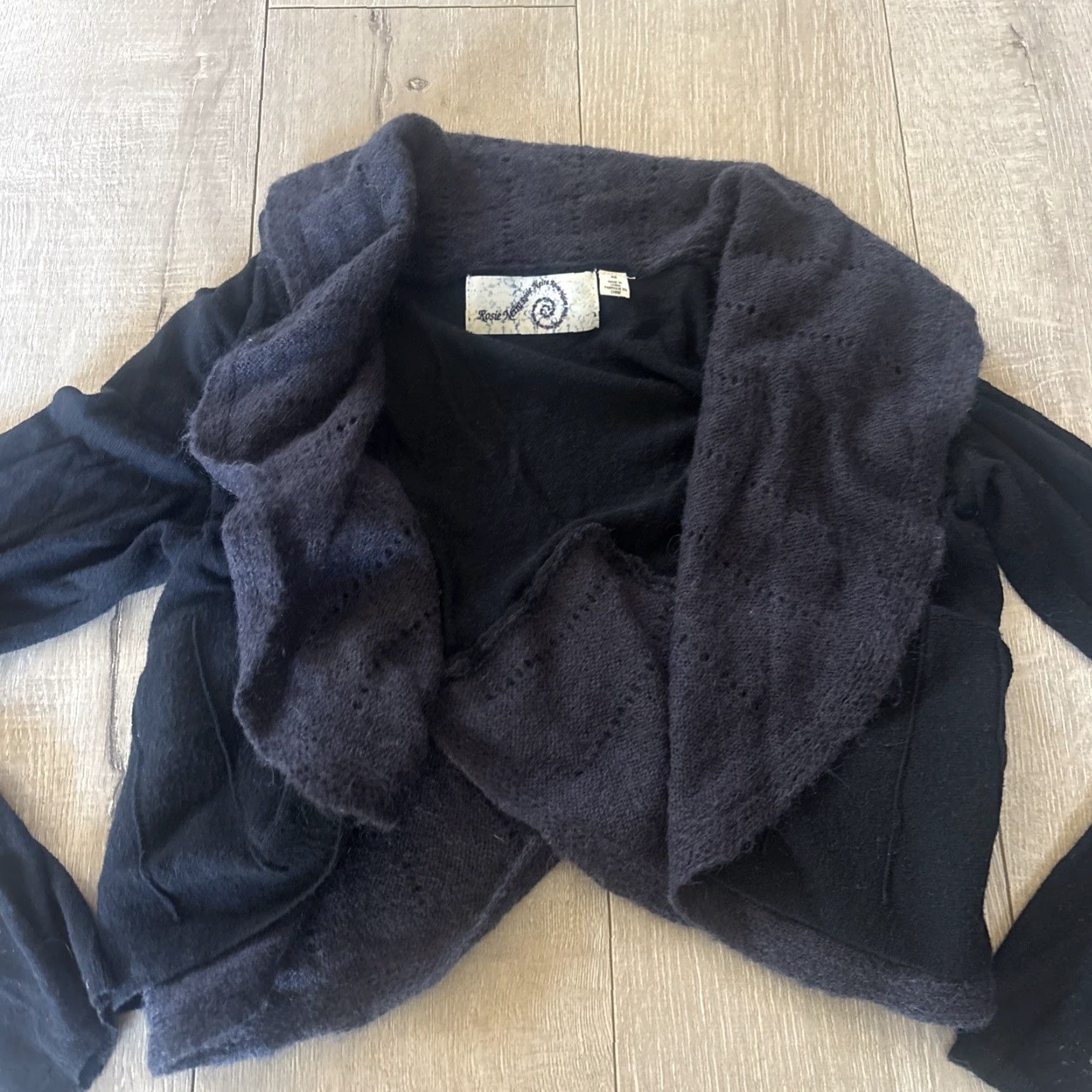 Anthropologie Rosie Neira Knit Cardigan Sweater Womens XS Black Collared Long Sleeve Designer Preppy Size XS / US 0-2 / IT 36-38 - 3 Thumbnail