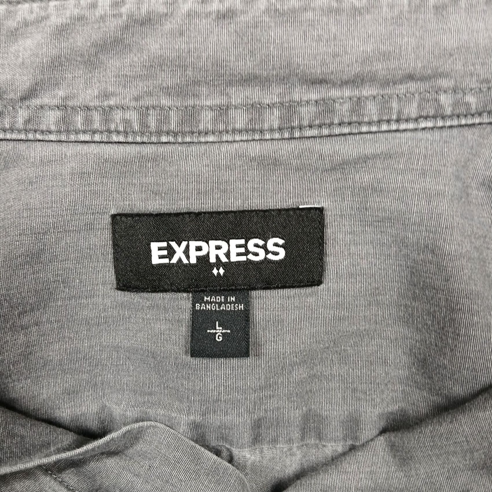 Express Express Mens Large Gray Button Down Long Sleeve Cotton Casual Shirt Size US L / EU 52-54 / 3 - 3 Thumbnail