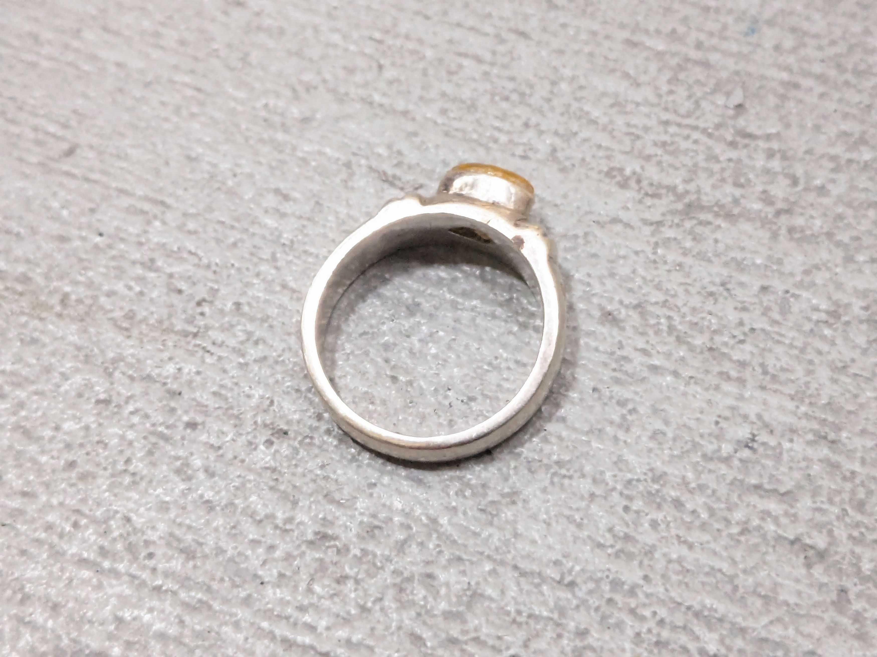 Jewelry Vintage Sterling Silver Ring 8.75 Marquise Yellow Glass Size ONE SIZE - 6 Thumbnail