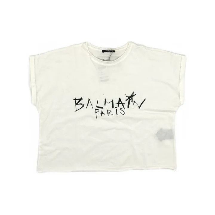 Balmain Balmain White Graphic Short Sleeve T-Shirt -2507 Size S / US 4 / IT 40 - 2 Thumbnail