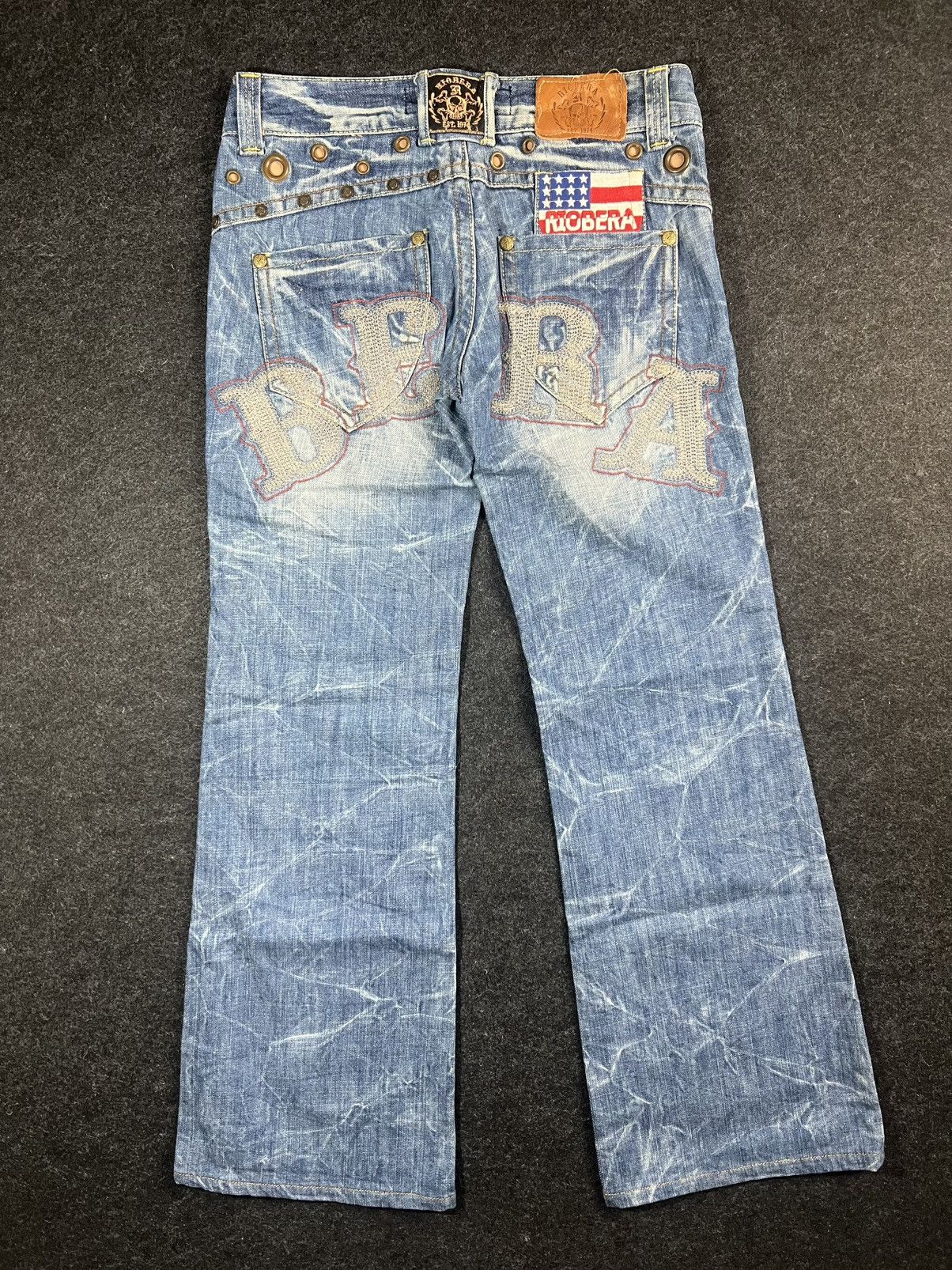 If Six Was Nine Riobera Lightning Whiskered American Flag Patch Flare Jeans Size US 30 / EU 46 - 2 Thumbnail