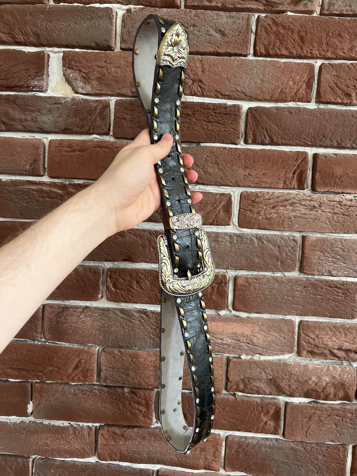 Other Vintage Y2K Drip Black Belt Avant Garde Hype Streetwear 105 Size 40 - 2 Thumbnail