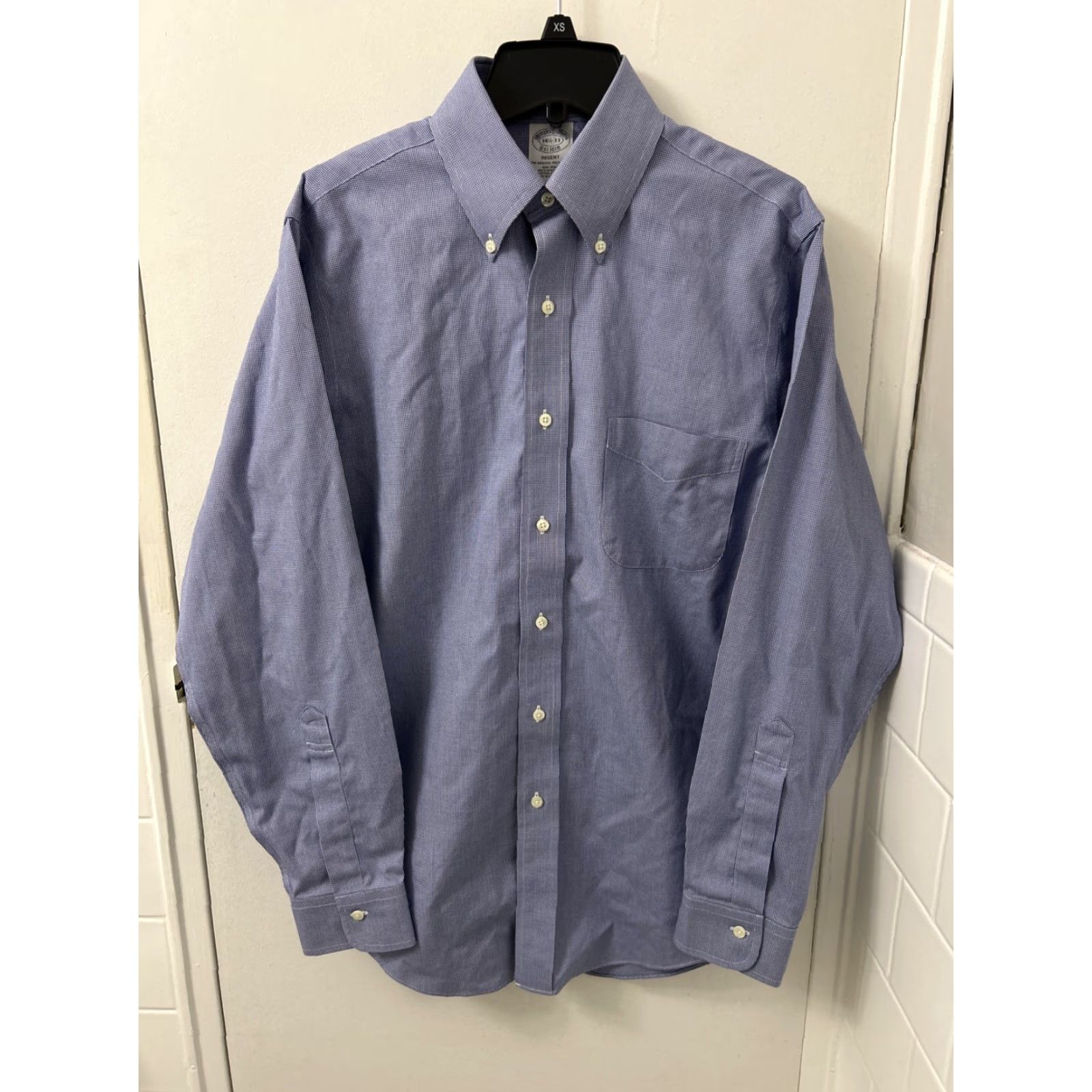 Brooks Brothers VINTAGE Brooks Brothers Original Polo Shirt Mens 14.5 Blue Houndstooth Regent Supima Button-Down Dress Shirt Mens Size US M / EU 48-50 / 2 - 2 Thumbnail