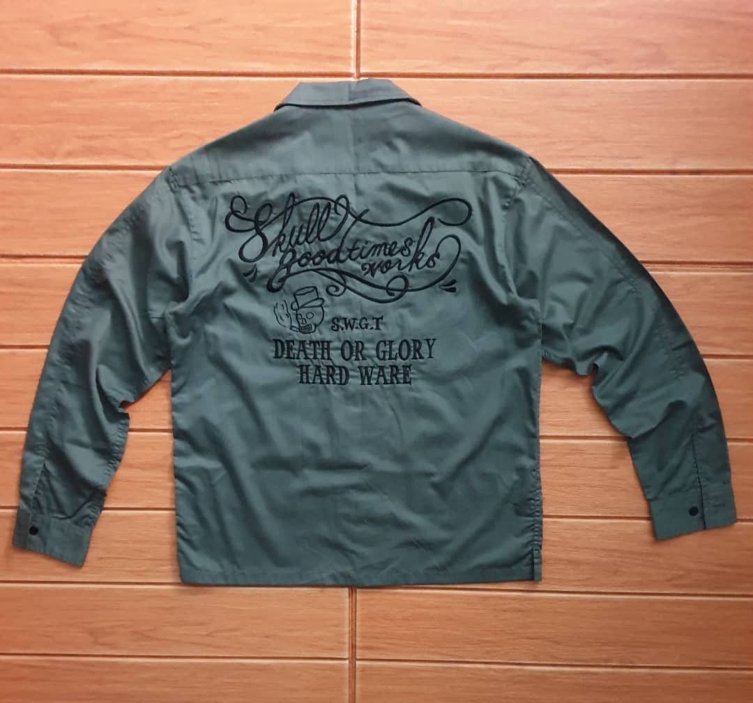 Japanese Brand 💥Skull head hard ware green military shirt Size US M / EU 48-50 / 2 - 1 Thumbnail