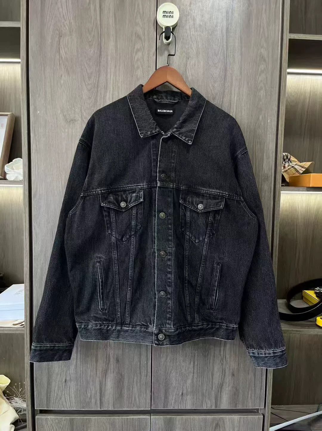 Balenciaga Embroidered Flag Denim Jacket