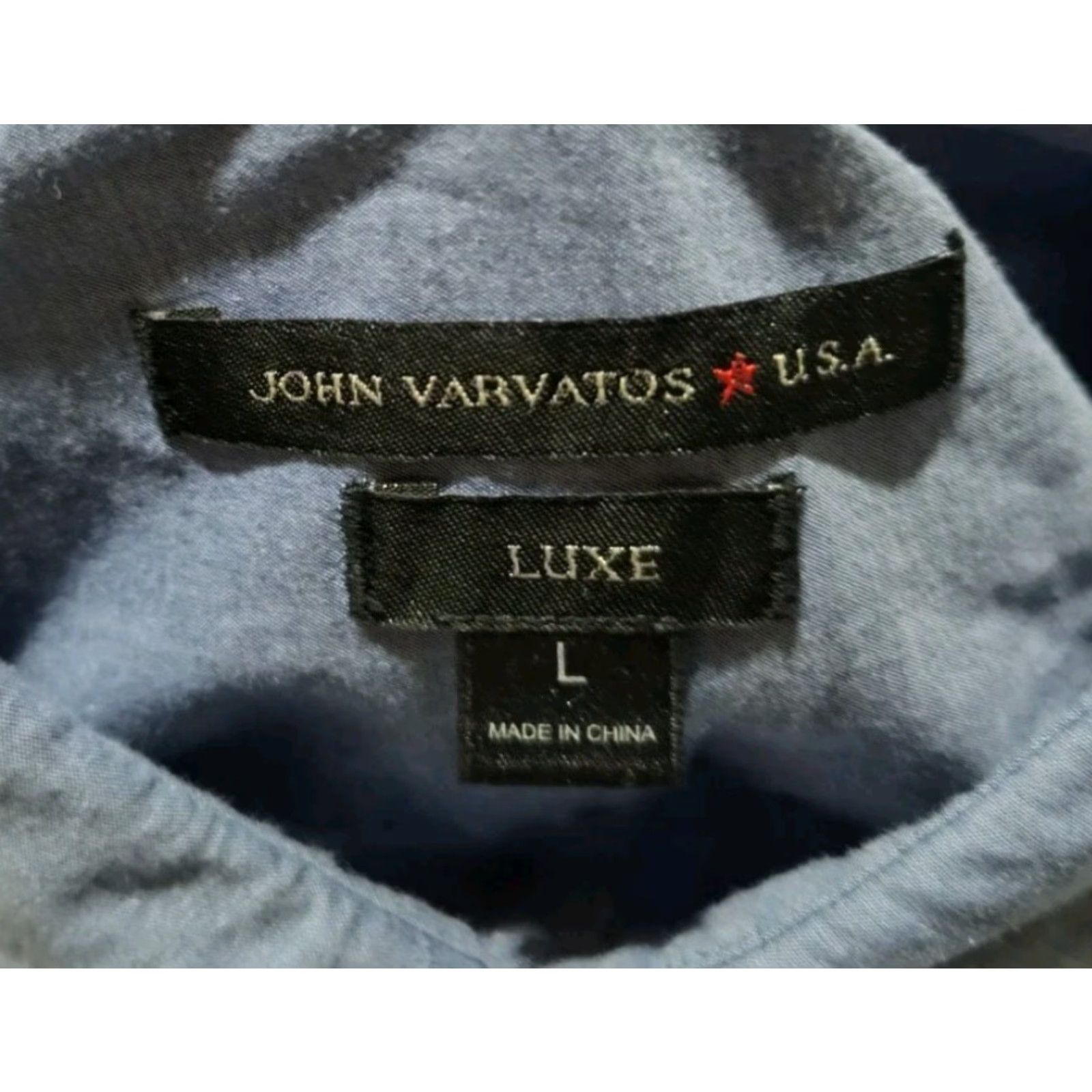 John Varvatos VINTAGE John Varvatos Men's Button Up Shirt Long Sleeve Dress Casual Formal Party L Blue Gray Size 42R - 7 Thumbnail
