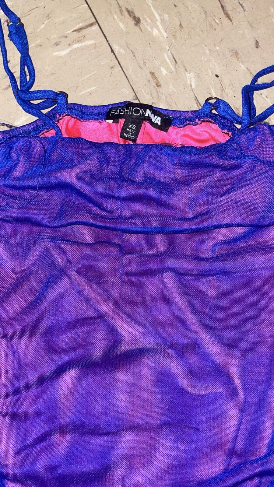 Fashion Nova Purple & Pink Mesh Mini Dress Size XS / US 0-2 / IT 36-38 - 3 Thumbnail