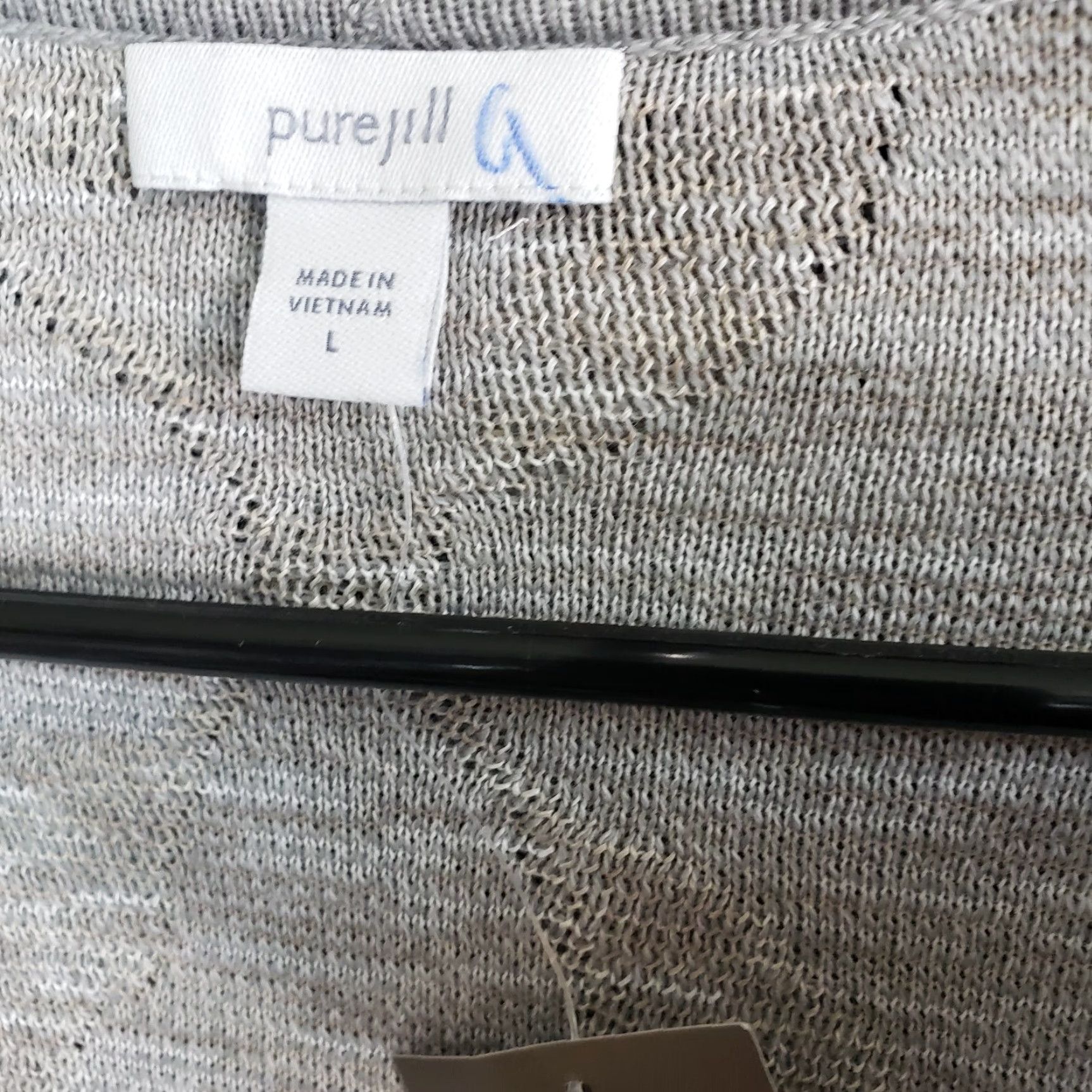 Vintage VINTAGE Pure Jill Womens Cardigan Sweater Sz Large Tan Gray Cotton Blend Open Front Size L / US 10 / IT 46 - 4 Thumbnail