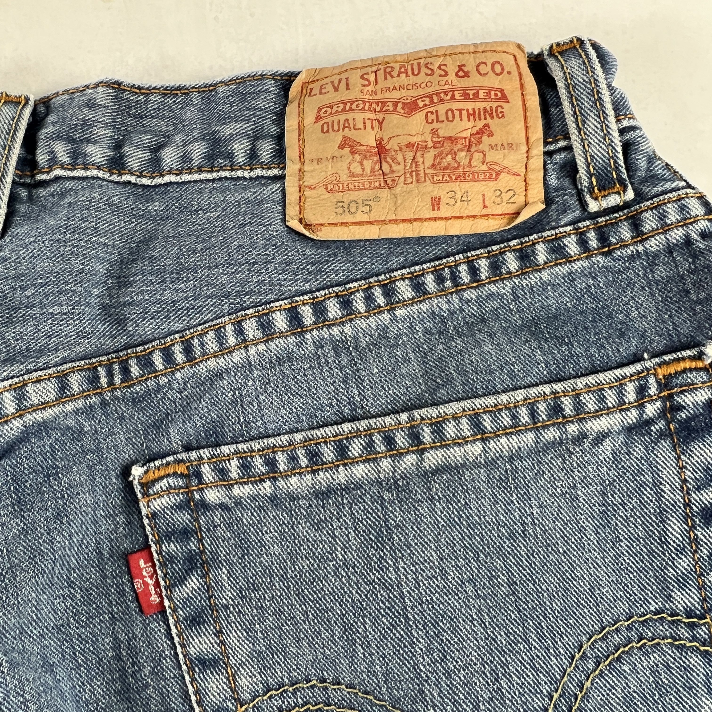 Levi's × Vintage Y2K Levi's Jean Shorts 505 Cut Off Faded Cotton Denim Jorts Size US 33 - 10 Thumbnail