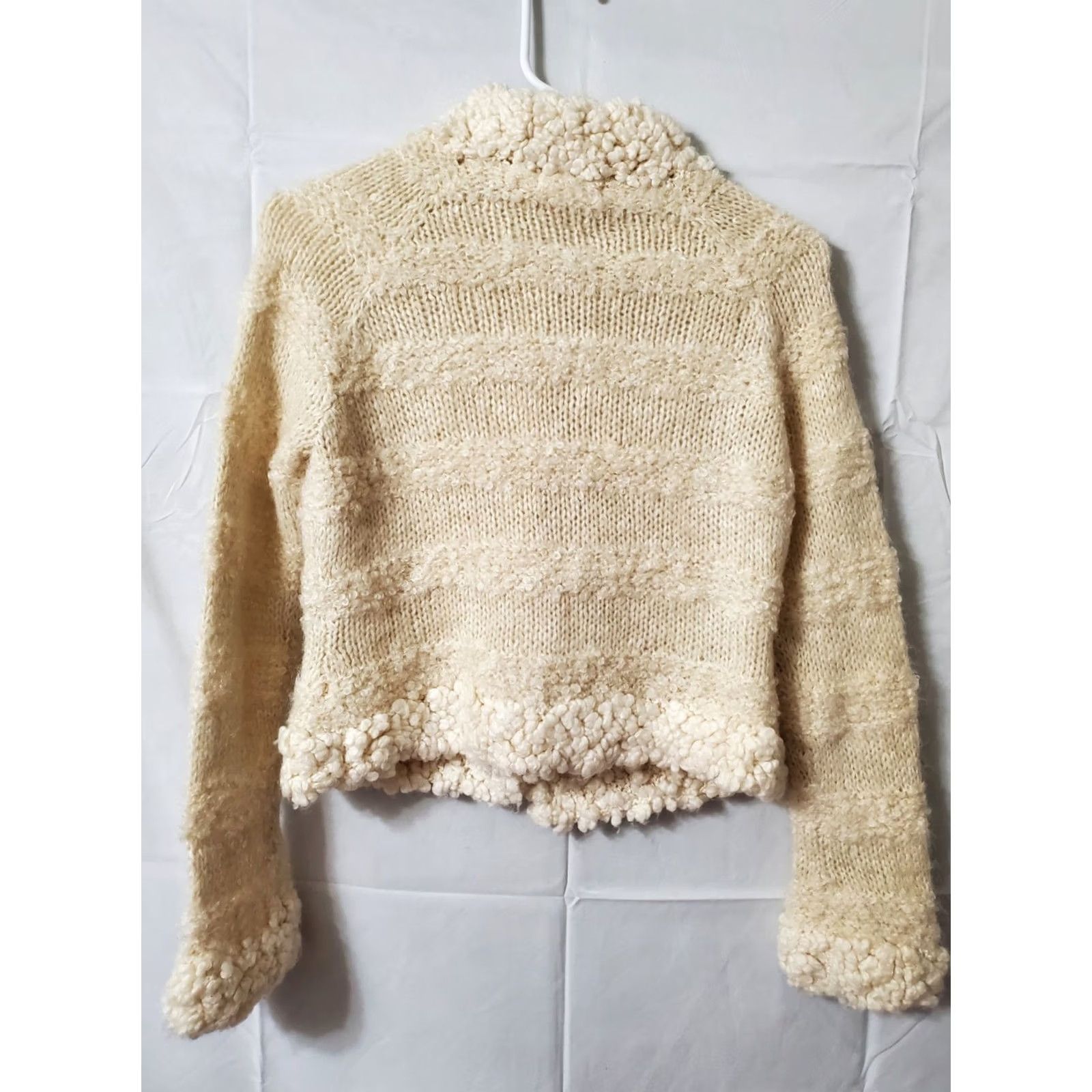 Anthropologie VINTAGE Anthropologie Sweater Cardigan Women XS Ivory Solid High Neck Long Sleeve Button Up Cozy Winter Fall Holiday Size XS / US 0-2 / IT 36-38 - 7 Thumbnail