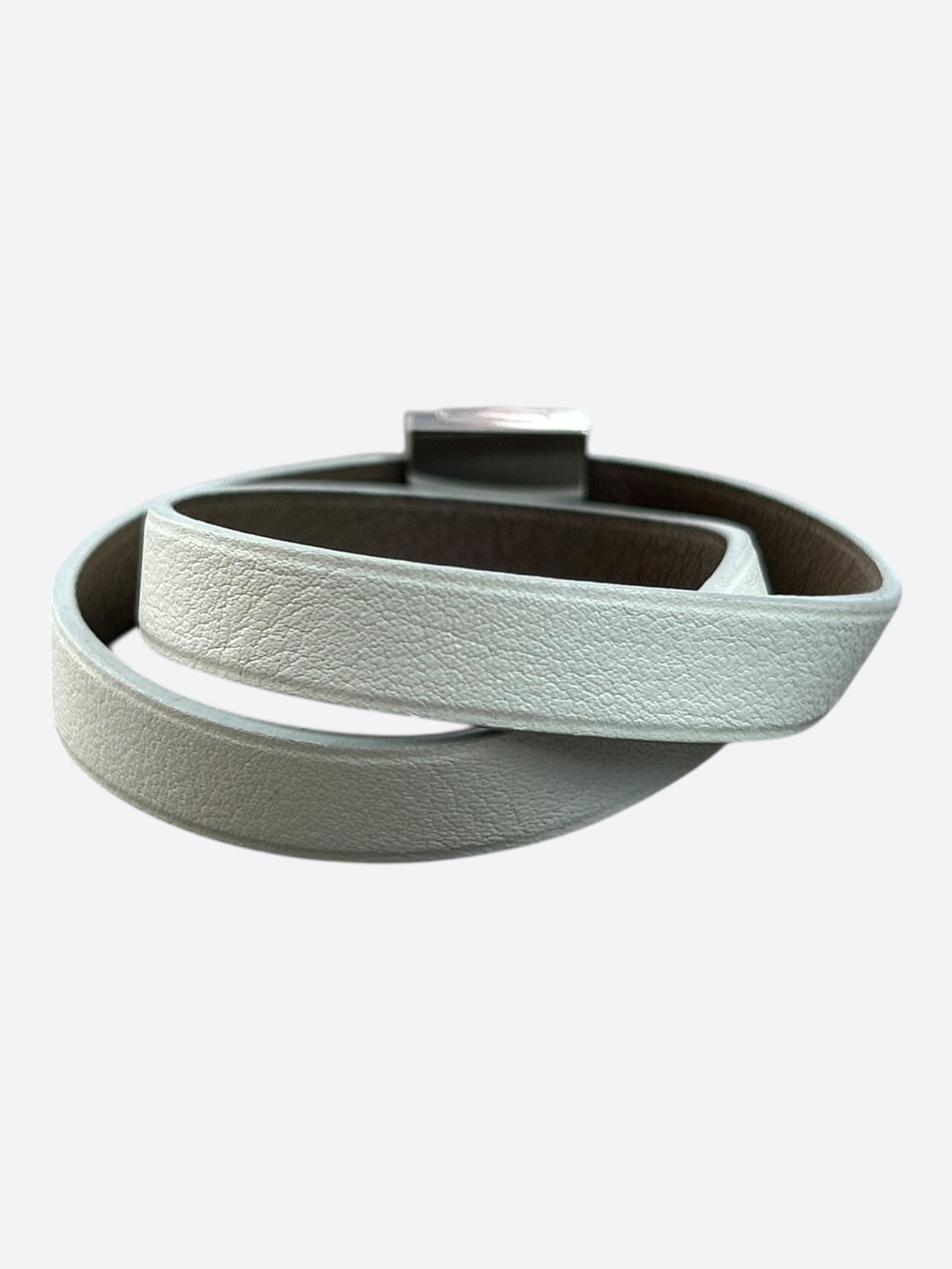 Hermes White Swift & Palladium Hardware Medor Double Tour Bracelet Size ONE SIZE - 2 Thumbnail