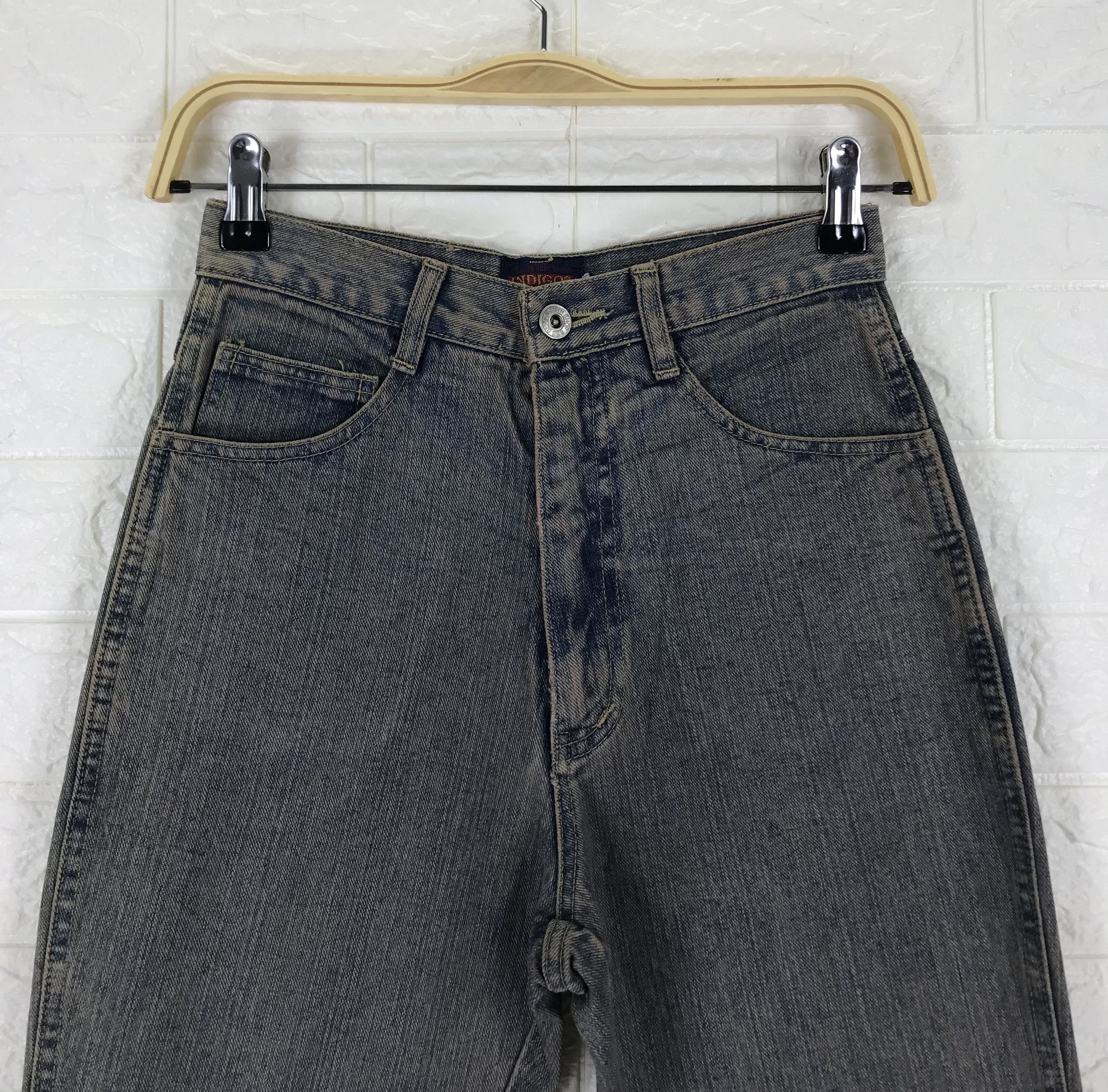 Indigo Vintage Indigo Mud Wash Button Leg Flare Jeans Size 25" / US 0 / IT 36 - 2 Thumbnail