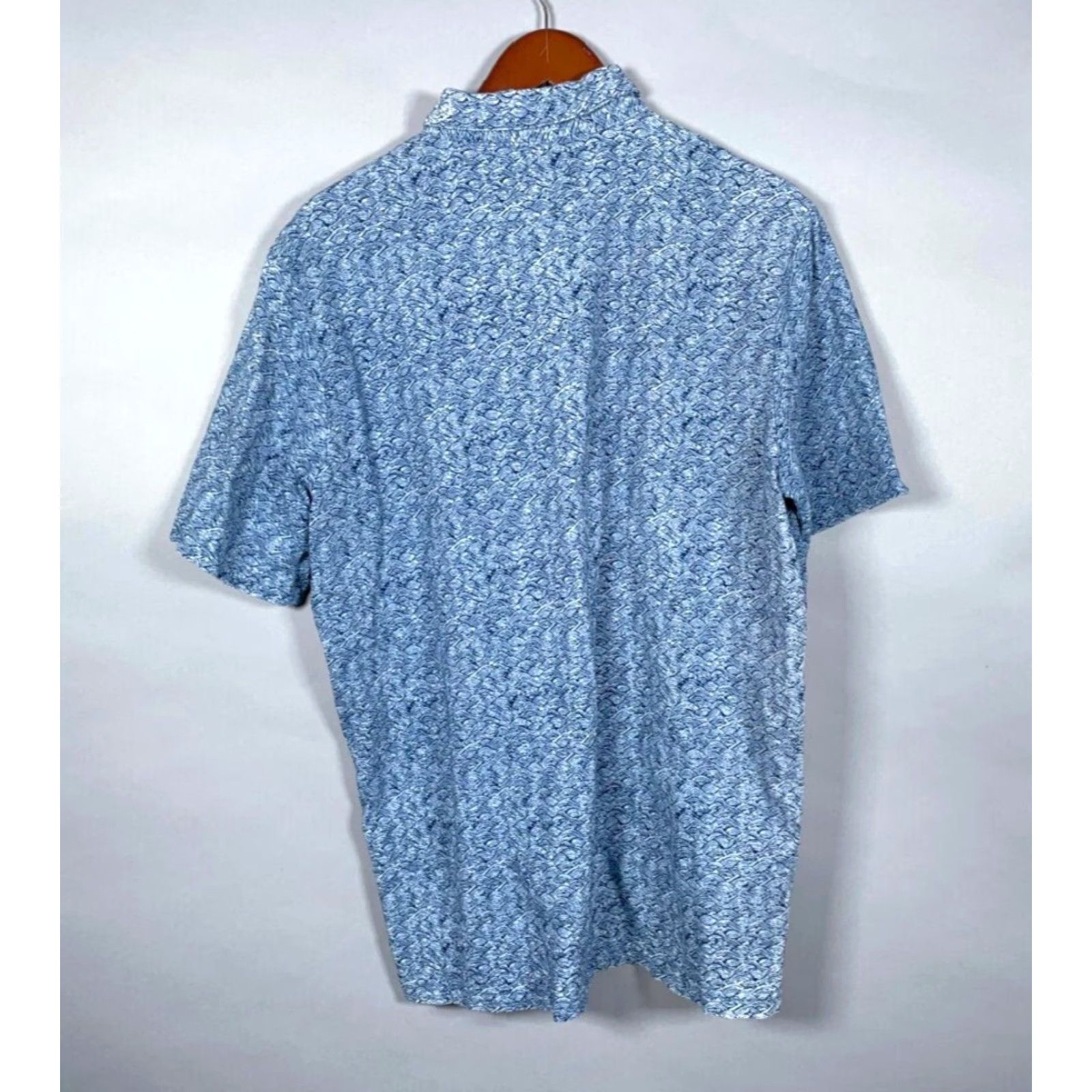 johnnie-O johnnie-O Men's Polo Shirt Large Blue Geometric Pattern Short Sleeve Button-Down Collar Golf Size US L / EU 52-54 / 3 - 3 Thumbnail