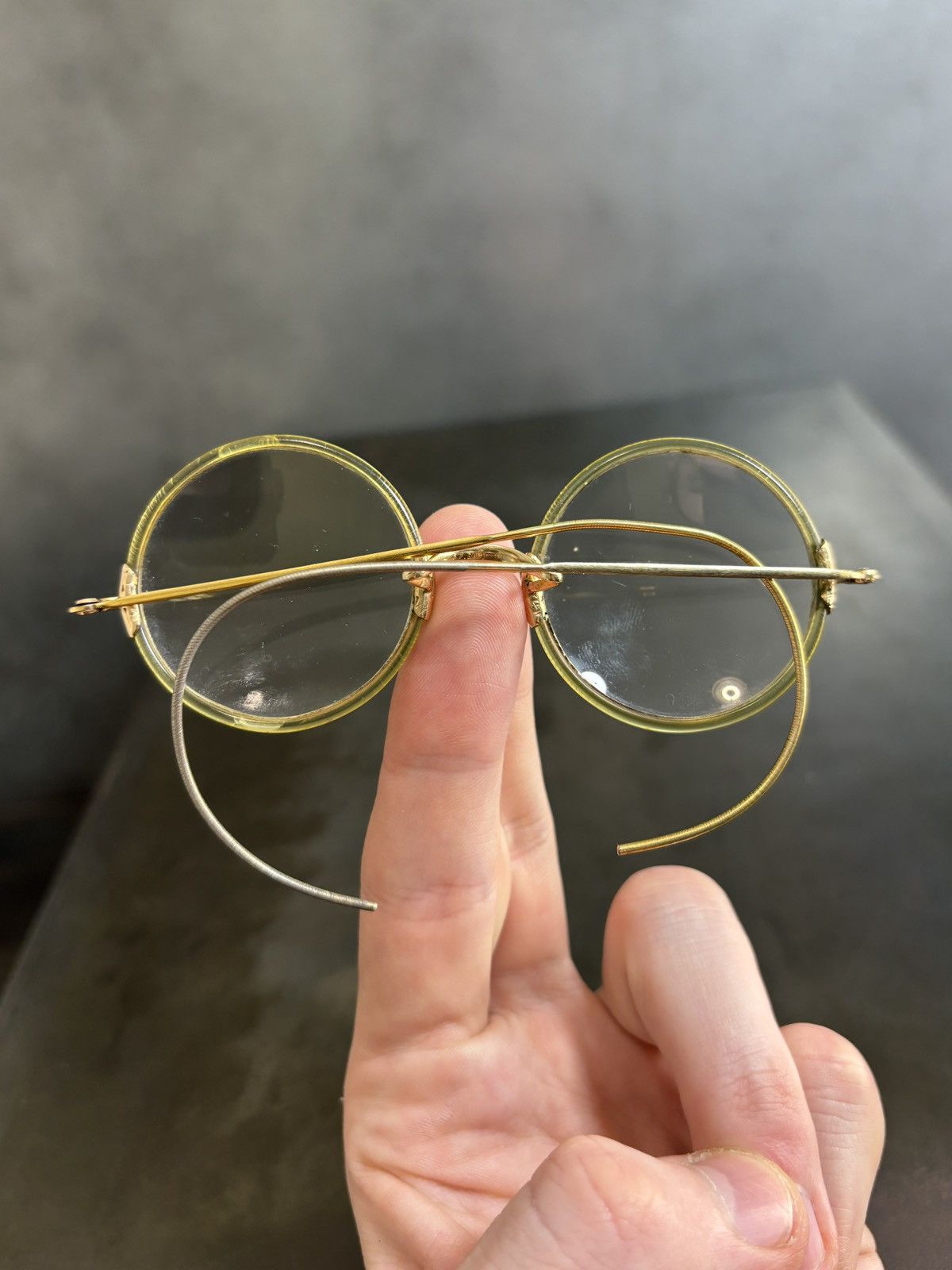 Shuron Antique Eyeglasses 1910s Shur-On Optical Gold F Round Frames Size ONE SIZE - 8 Thumbnail