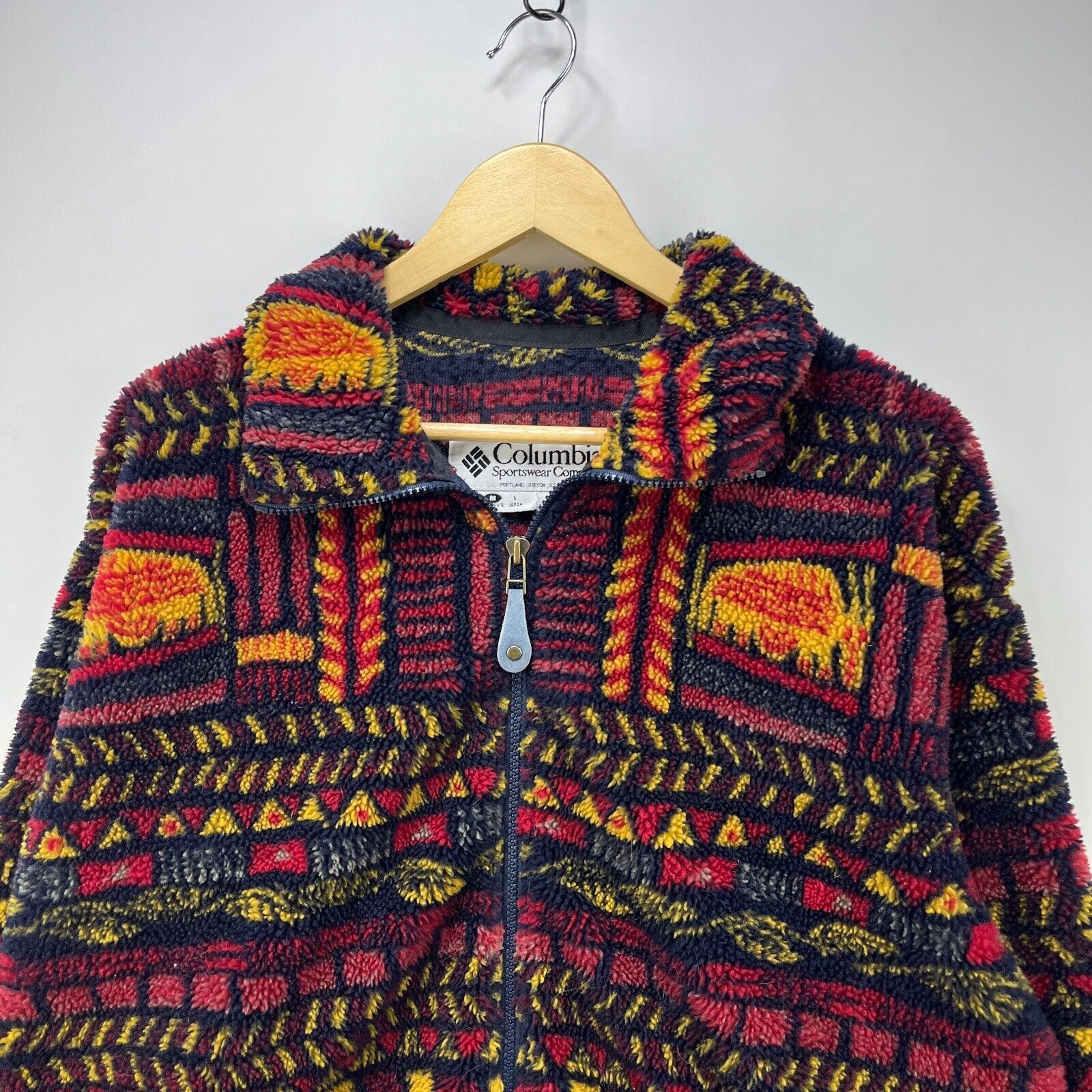 Columbia × Vintage Vintage 90s Columbia Deep Pile Fleece Aztec Pattern Medium Size M / US 6-8 / IT 42-44 - 3 Thumbnail