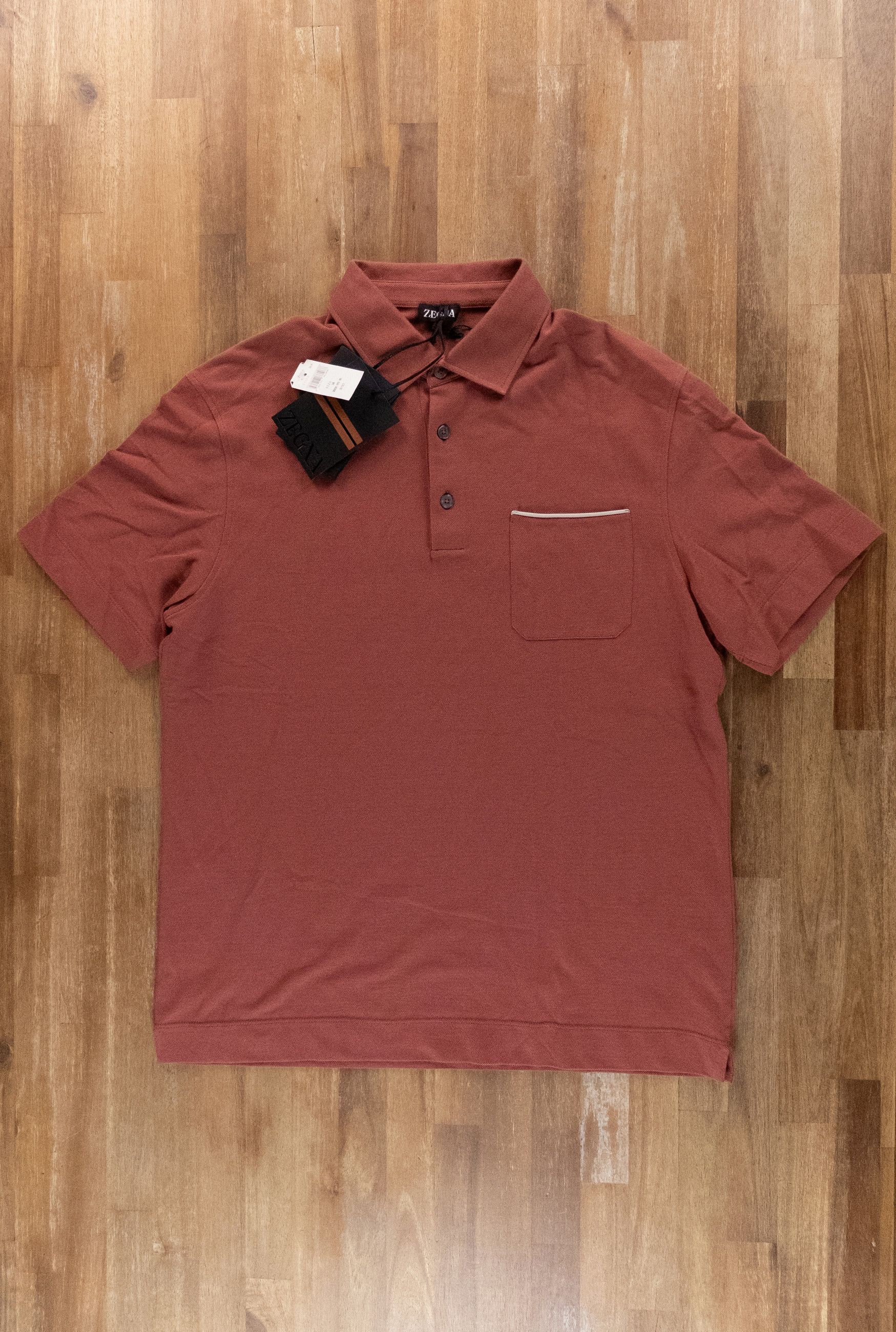Ermenegildo Zegna ZEGNA solid brick red cotton polo shirt 50 Medium authentic Size US M / EU 48-50 / 2 - 4 Thumbnail