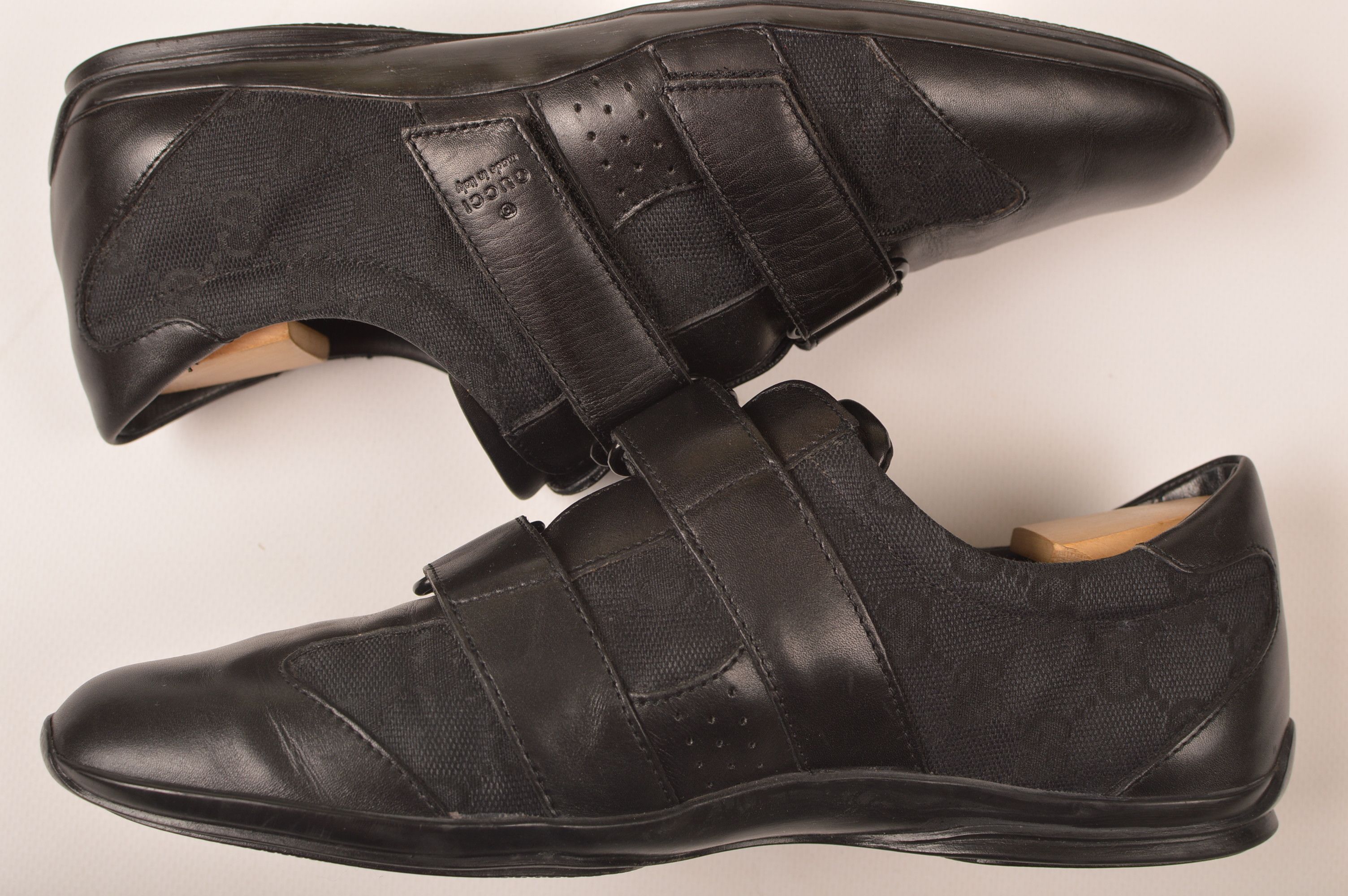 Gucci Gucci GG Monogram Low-Top Black Leather Sneakers Size US 8 / IT 38 - 5 Thumbnail