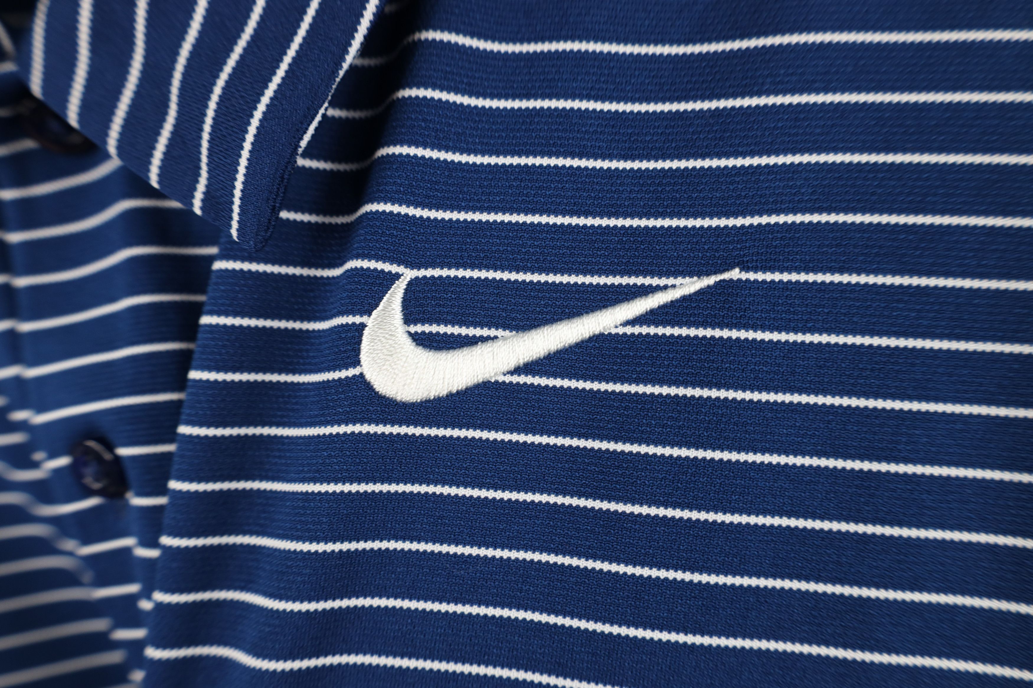 Nike Nike Scott Mini Swoosh Pinstriped Knit Golf Polo Shirt Blue Size US XXL / EU 58 / 5 - 4 Thumbnail
