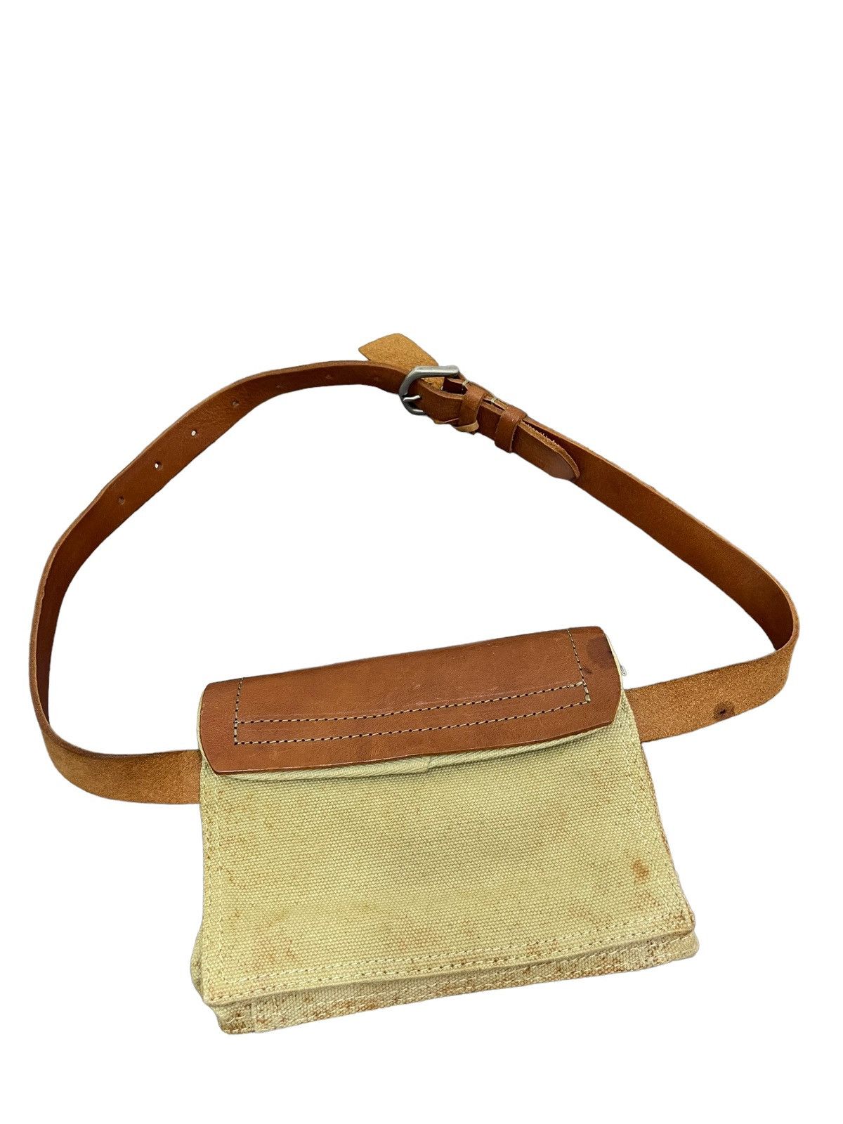 Japanese Brand Waist Bag Paquet Leather Cotton Canvas 3🟩 Size ONE SIZE - 10 Thumbnail
