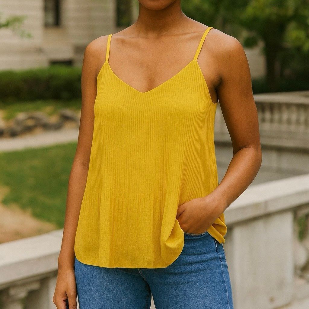 Topshop Topshop Women’s Flowy Lined Cami Tank Top Size 6 – Mustard Y Size M / US 6-8 / IT 42-44 - 2 Thumbnail