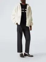 Gucci o1loc1c1125 814191 Wool Fleece Zip Jacket With Web in White Size US M / EU 48-50 / 2 - 2 Thumbnail
