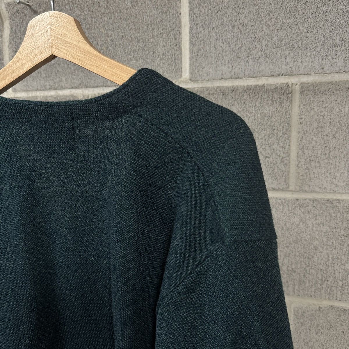 Vintage 90s Dark Green Blue Cardigan Sweater ERD Grunge Chrome Size US L / EU 52-54 / 3 - 4 Thumbnail