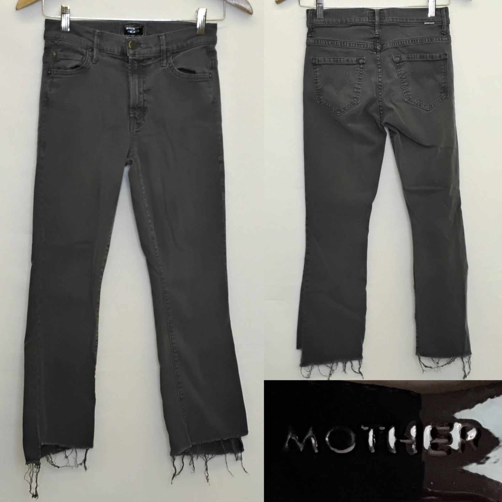 MOTHER Mother the Insider Crop Jeans Women's 25x24 Gray Faded Black Size 25" / US 0 / IT 36 - 1 Thumbnail