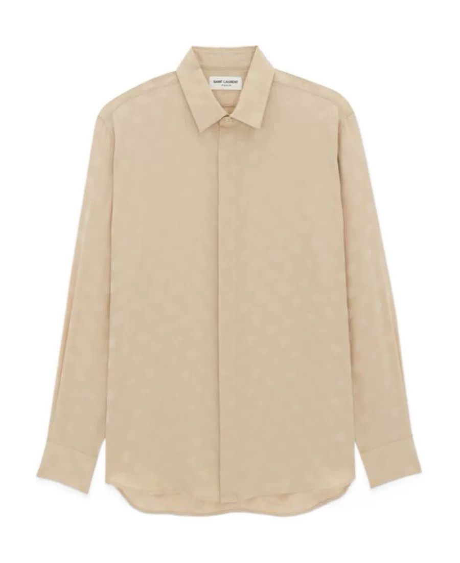 Saint Laurent Paris Saint Laurent Beige Polka-Dot Silk Shirt Size S / US 4 / IT 40 - 1 Thumbnail