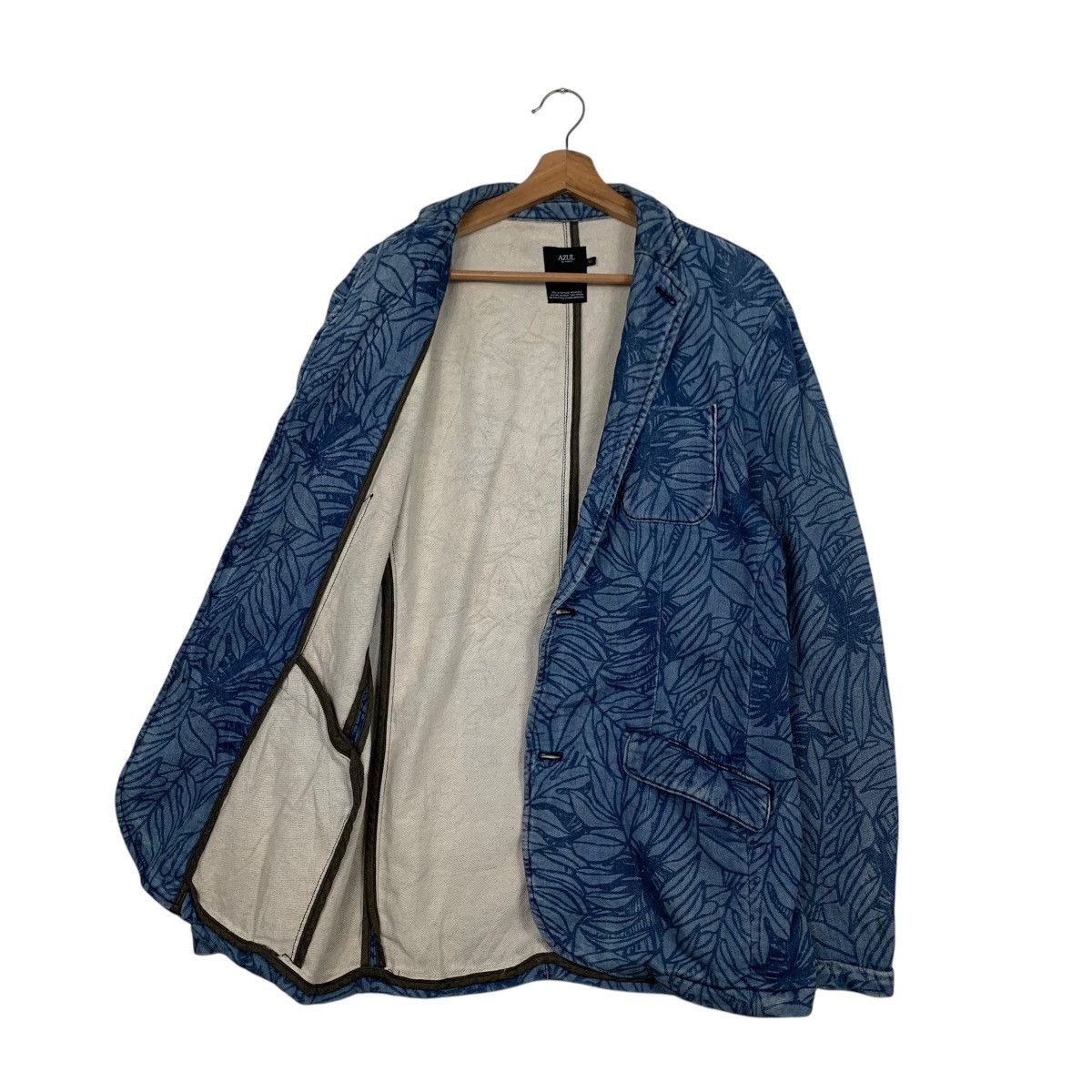 Japanese Brand AZUL Leaf Print Unconstructed Blazer Casual Wear #2772-C125 Size US XL / EU 56 / 4 - 8 Thumbnail