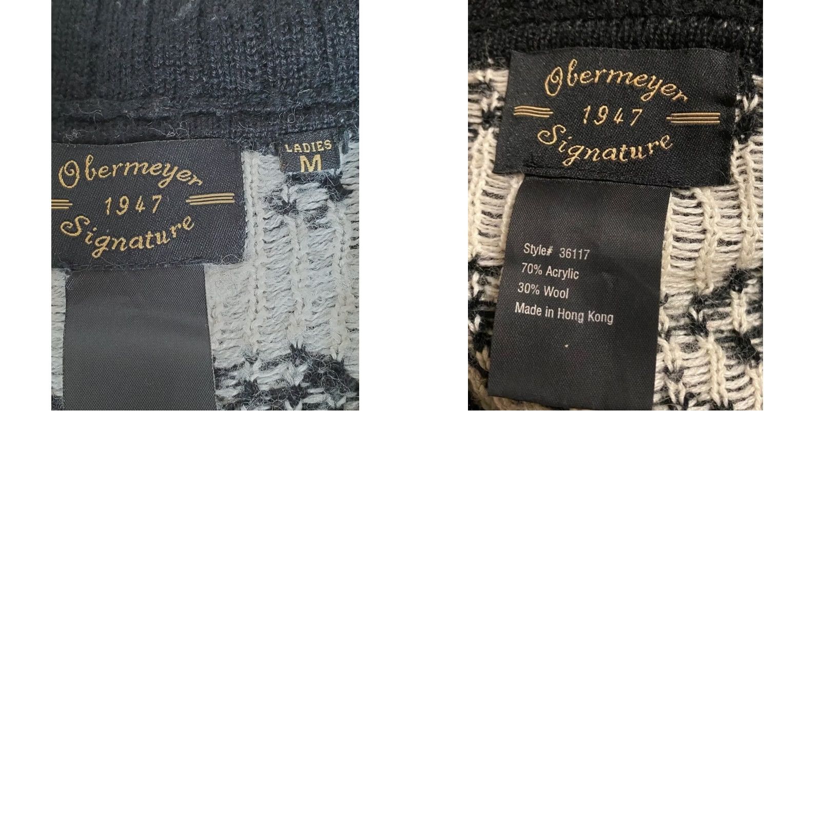 Obermeyer VINTAGE Obermeyer Sweater 1/4 Zip Pullover Wool Blend Women's M Black and White Fair Isle Dear Knit Style Pullover 1/4 Zip Zipper Ski Winter Size M / US 6-8 / IT 42-44 - 8 Thumbnail