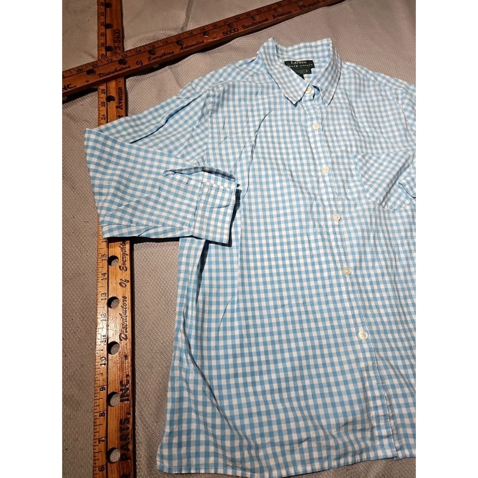 Ralph Lauren VINTAGE? No. Lauren Ralph Lauren Shirt Womens Large Blue Button Plaid Preppy Casual Oxford Size L / US 10 / IT 46 - 4 Thumbnail