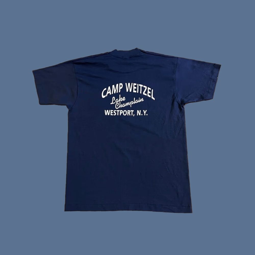 Fruit Of The Loom VINTAGE Camp Weitzel Lake Champlain 1994 Shirt Men’s Large Blue Single Stitch Size US L / EU 52-54 / 3 - 1 Thumbnail