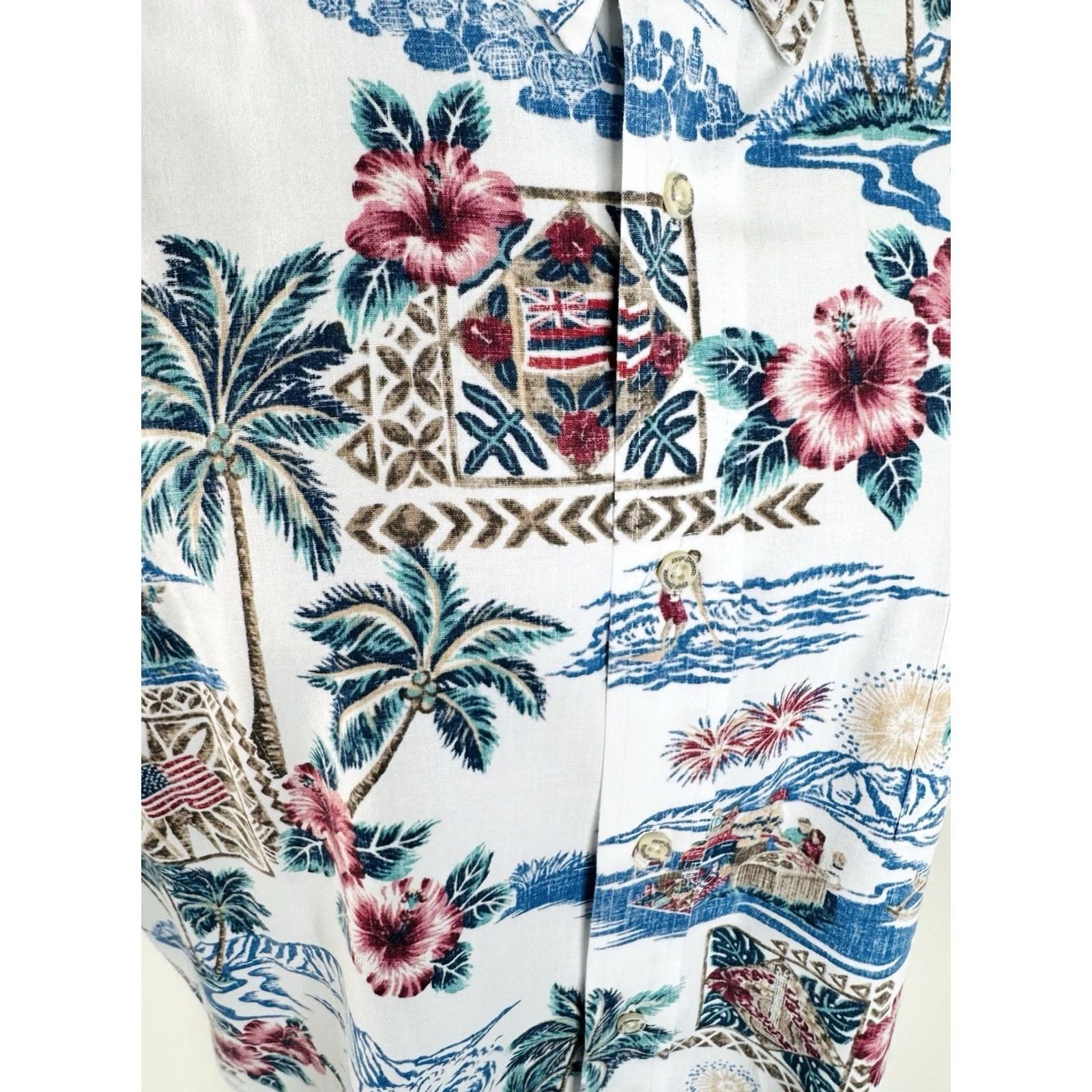 Reyn Spooner VINTAGE REYN SPOONER LIMITED EDITION SUMMER COMMEMORATIVE Shirt XL White Mens Button-Up Short Sleeve 2022 Size US XL / EU 56 / 4 - 3 Thumbnail