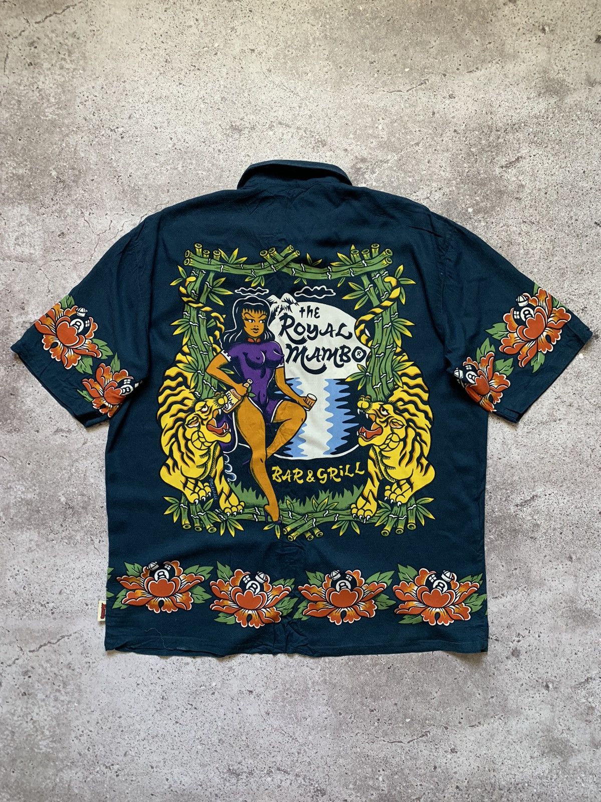 Vintage Rare Mambo Loud Shirt Head Girlskeleton Hawaii