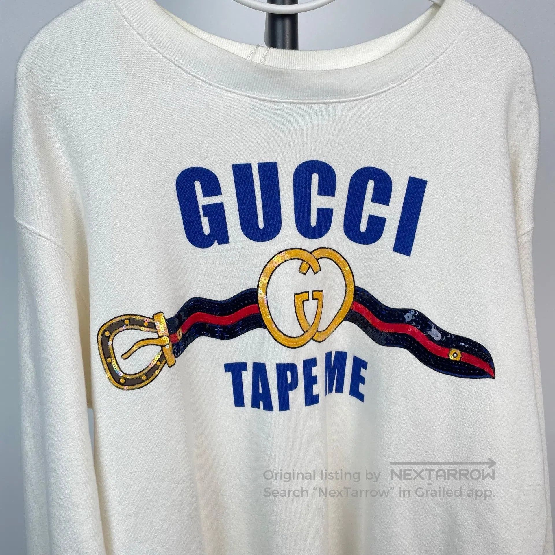 Gucci Guicci White Logo Letter Printed Cotton Crew Neck Long Sle Size US S / EU 44-46 / 1 - 3 Thumbnail