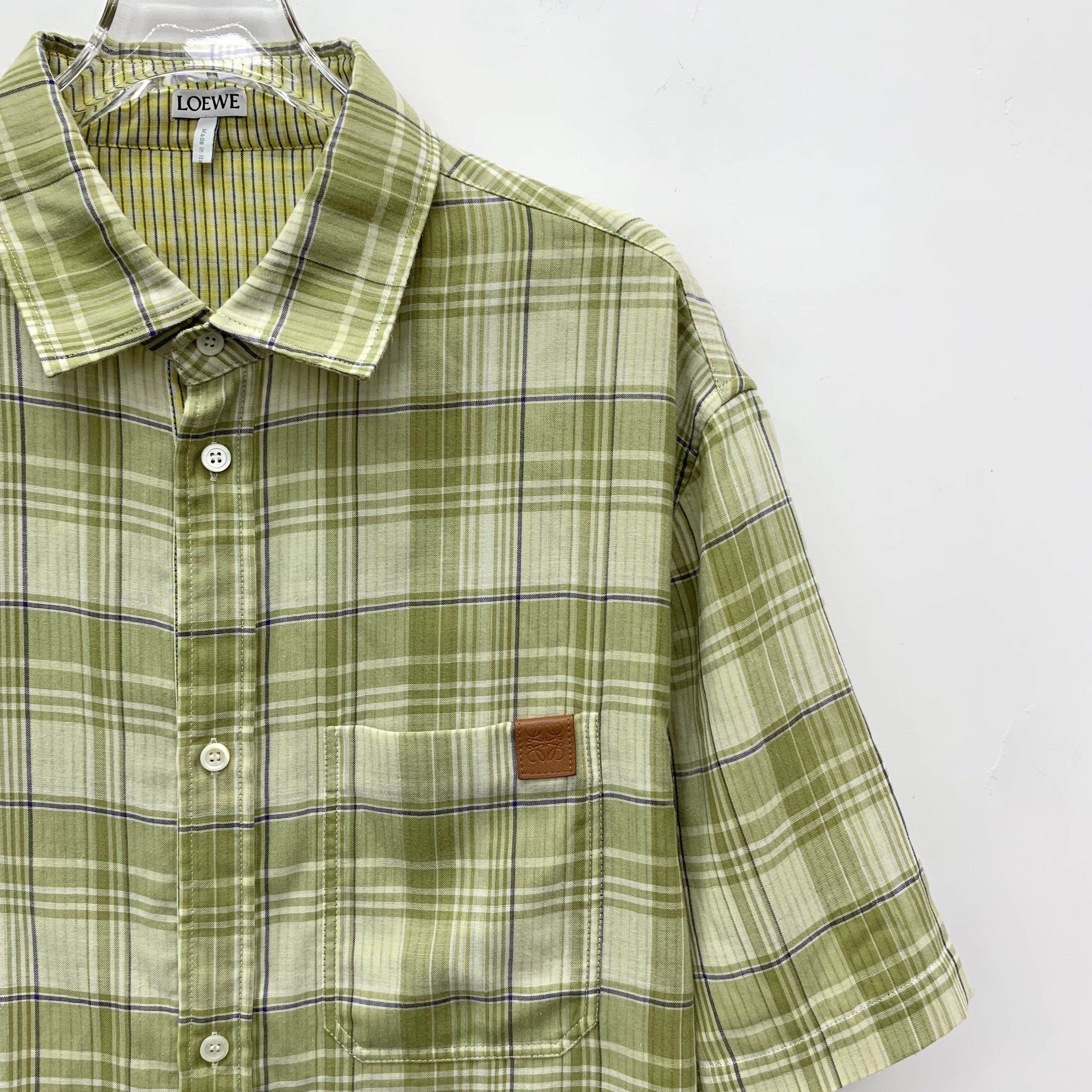 Loewe Loewe Plaid Logo Pocket Shirt Light Green (40) Size US XXS / EU 40 - 3 Thumbnail