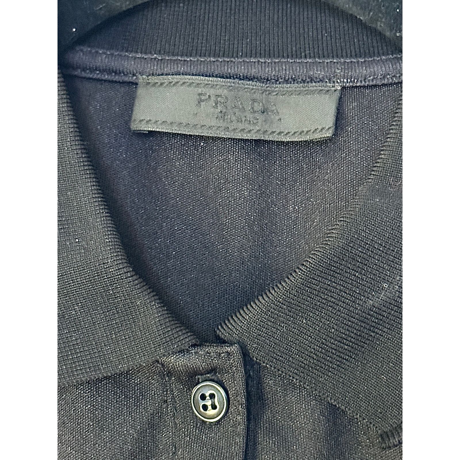 Prada Prada Black Silk Embroidered-Logo Polo Shirt Size S / US 4 / IT 40 - 4 Thumbnail