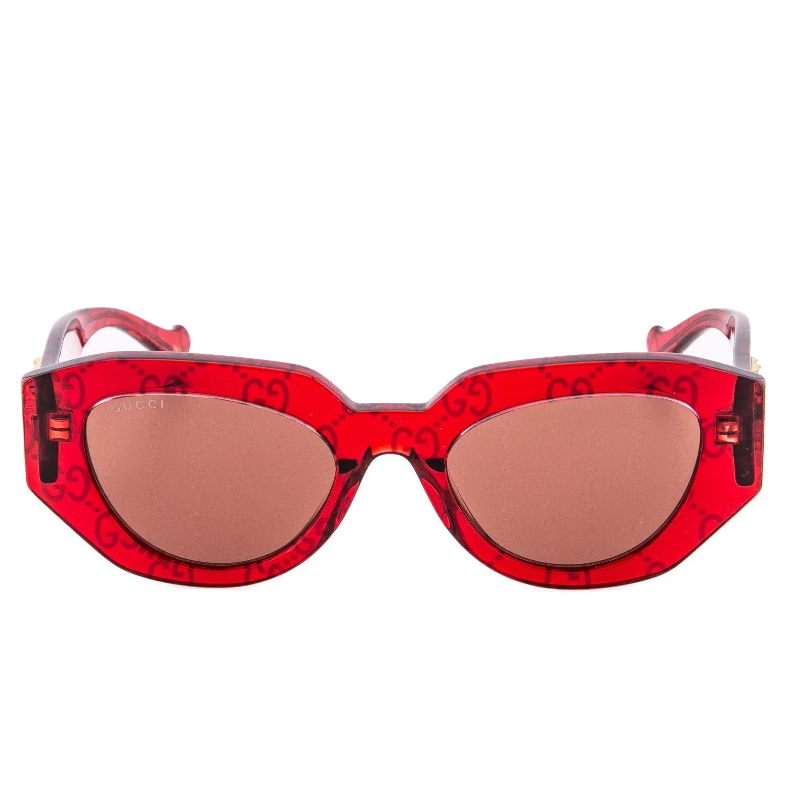 Gucci GUCCI 1421 Crystal Red Print 1421S Geometric Sunglasses 006 Size ONE SIZE - 4 Thumbnail